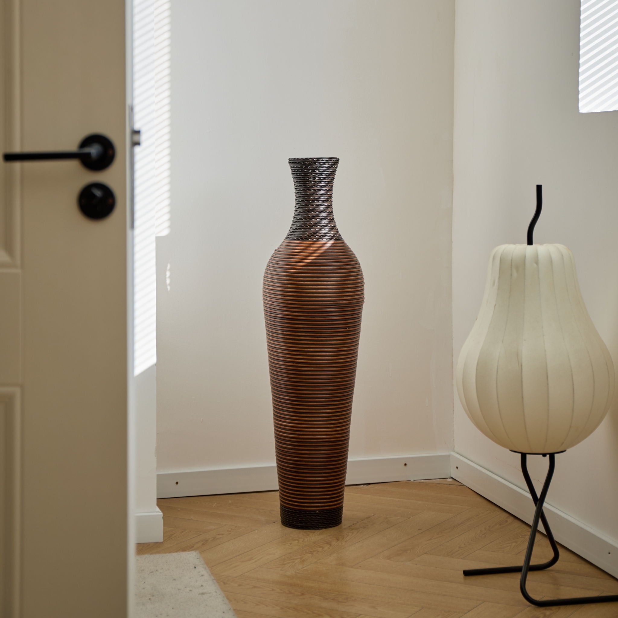 Tall Standing Designer Floor Vases With Elegant 2 Tone Finishes For Decorating