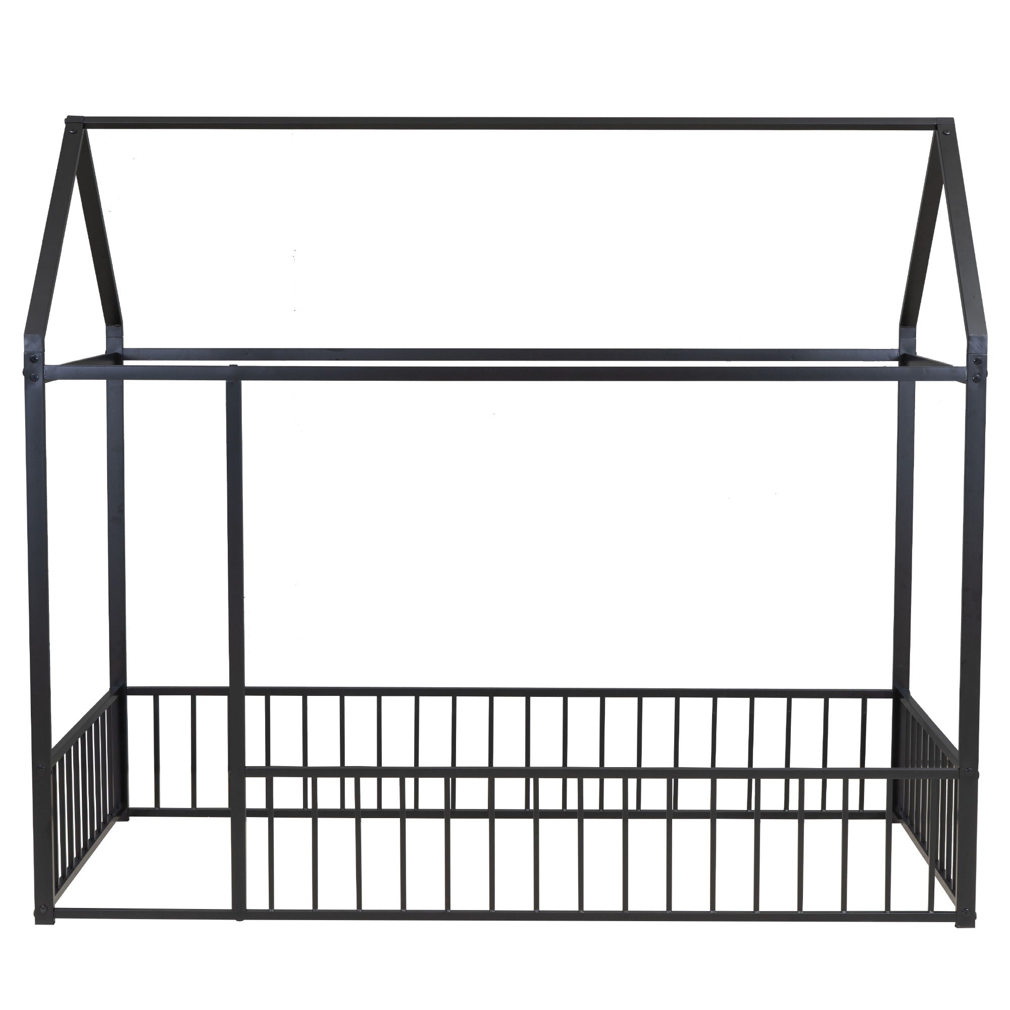 Metal Bed House Bed Frame With Fence