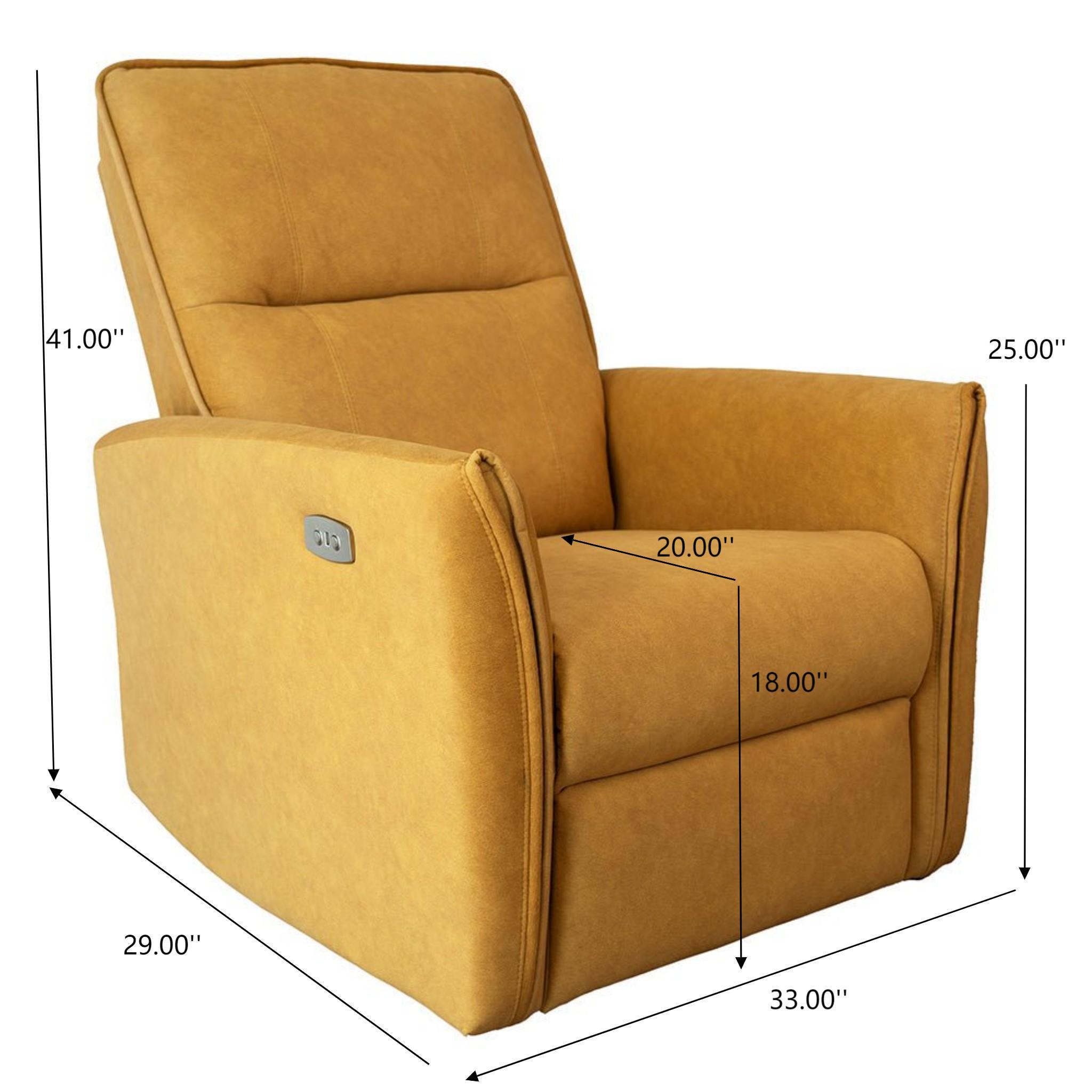 Suede Recliner Chair - Dark Yellow