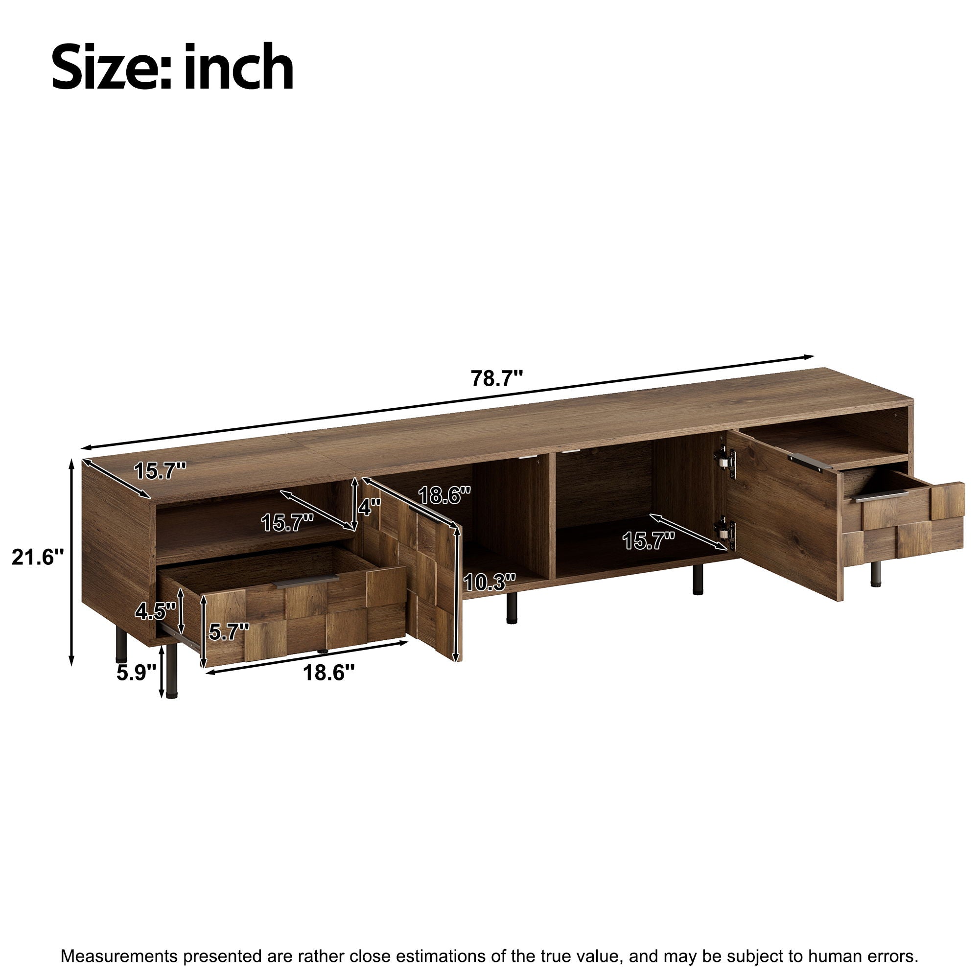 TV Stand With 2 Drawers, Media Console Table For TVs Up To 85&