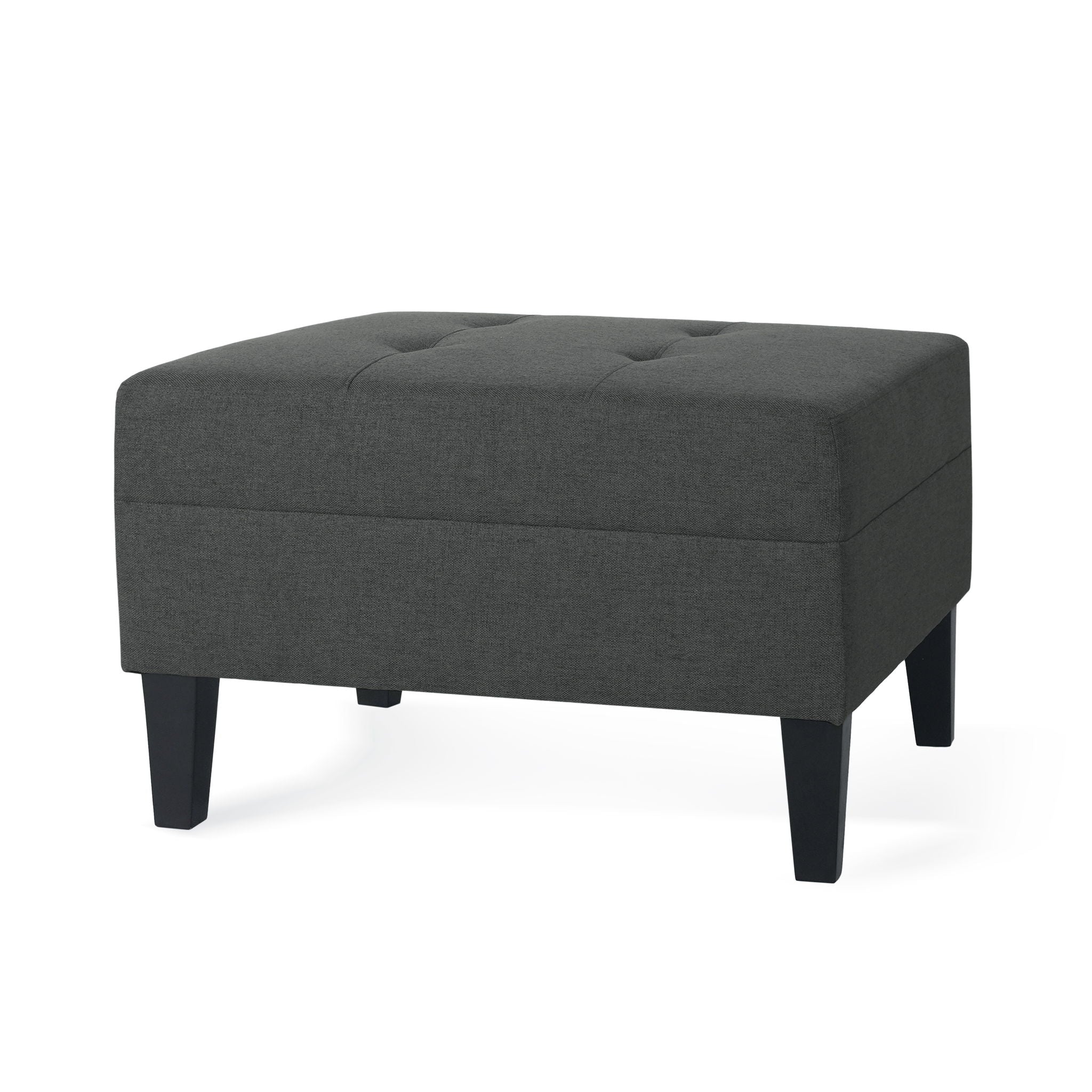Ottoman With Birch Wood Legs And Cushioned Top For Comfort