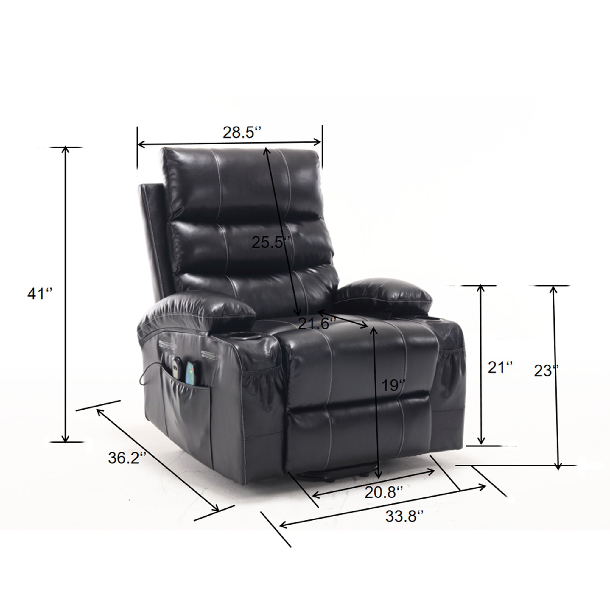 Large Size Electric Power Lift Recliner Chair Sofa With 8 Point Vibration Massage And Lumbar Heat