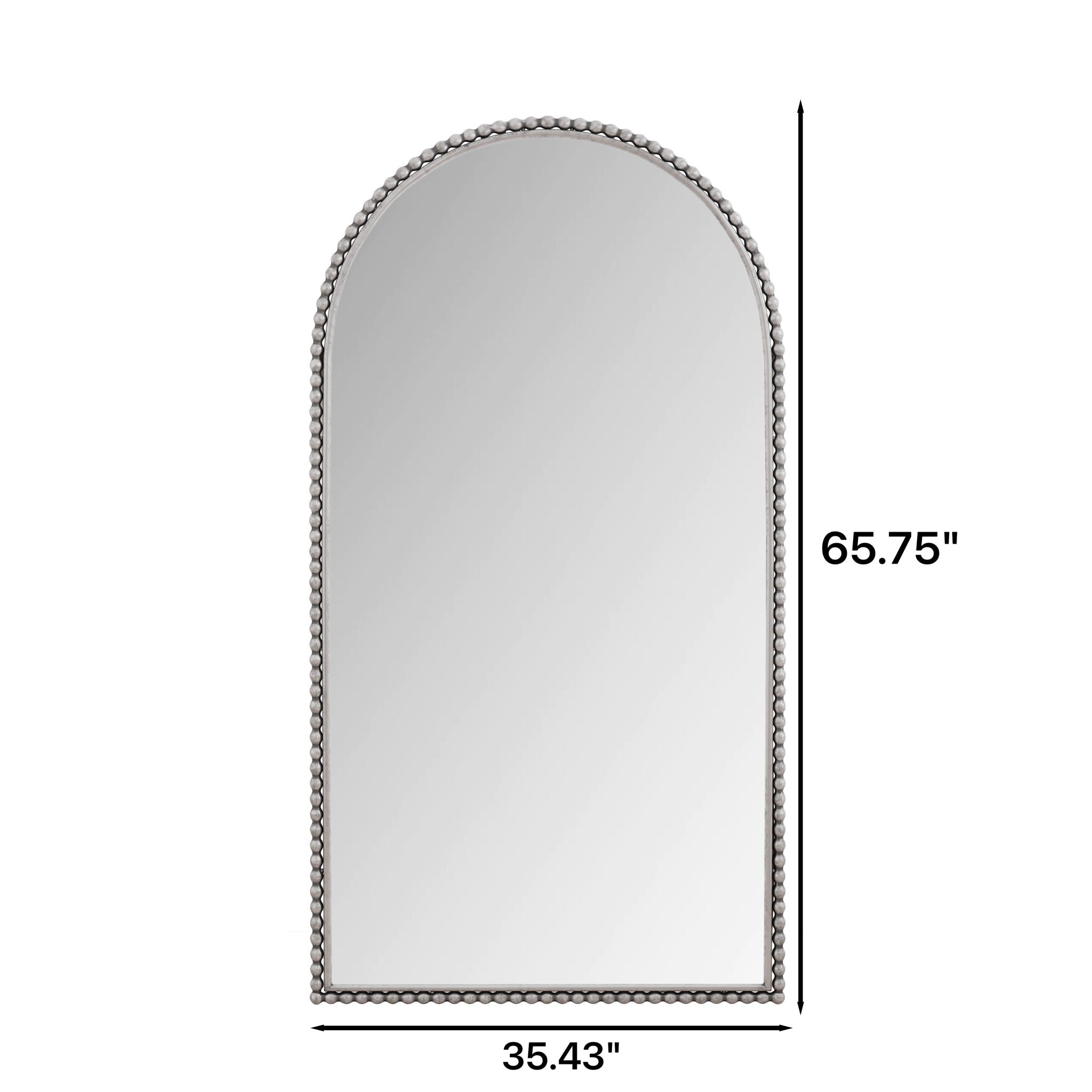Arch Retro Full Length Mirror With Supporting Feet - Silver