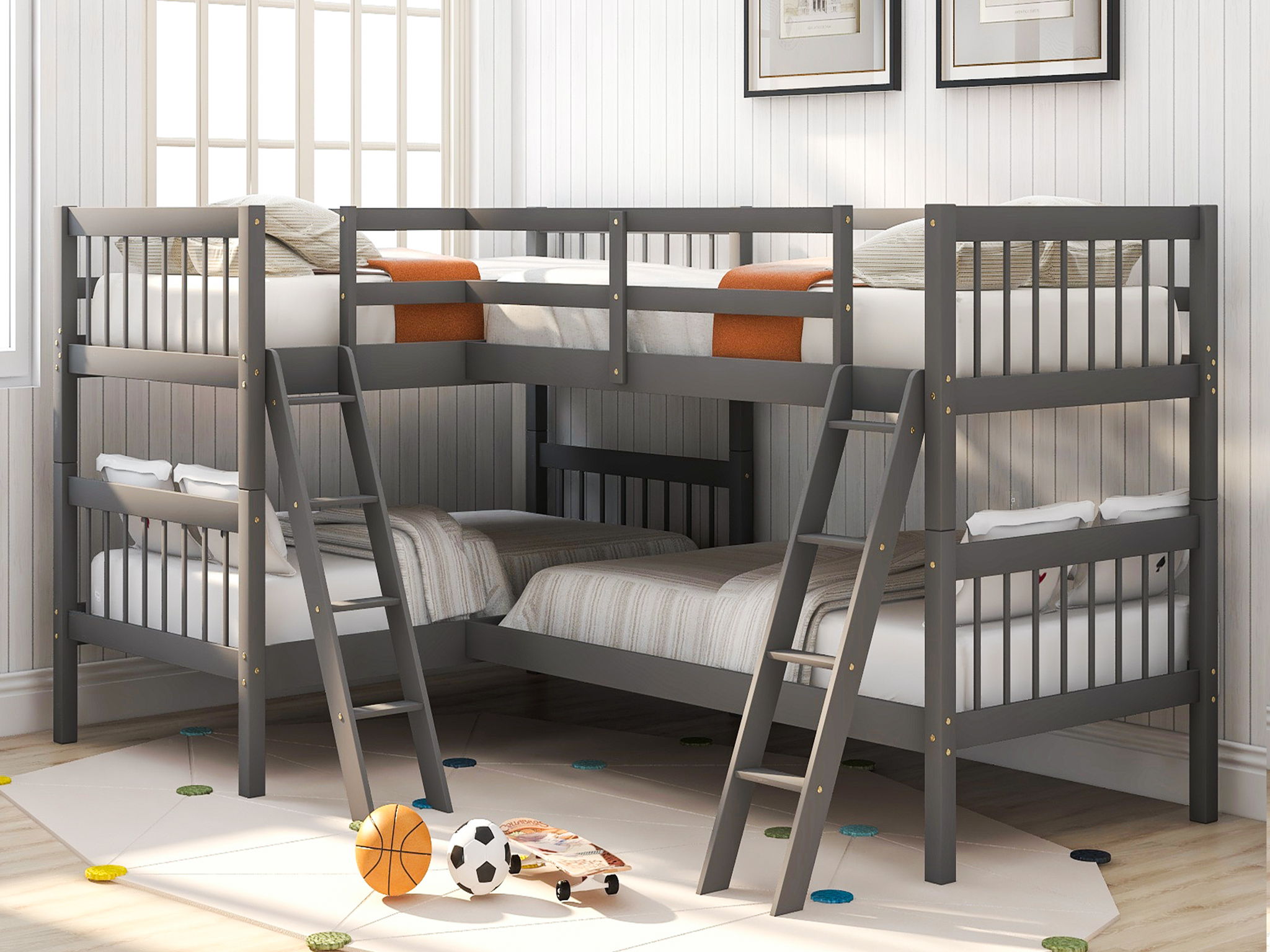 L Shaped Bunk Bed With Ladder