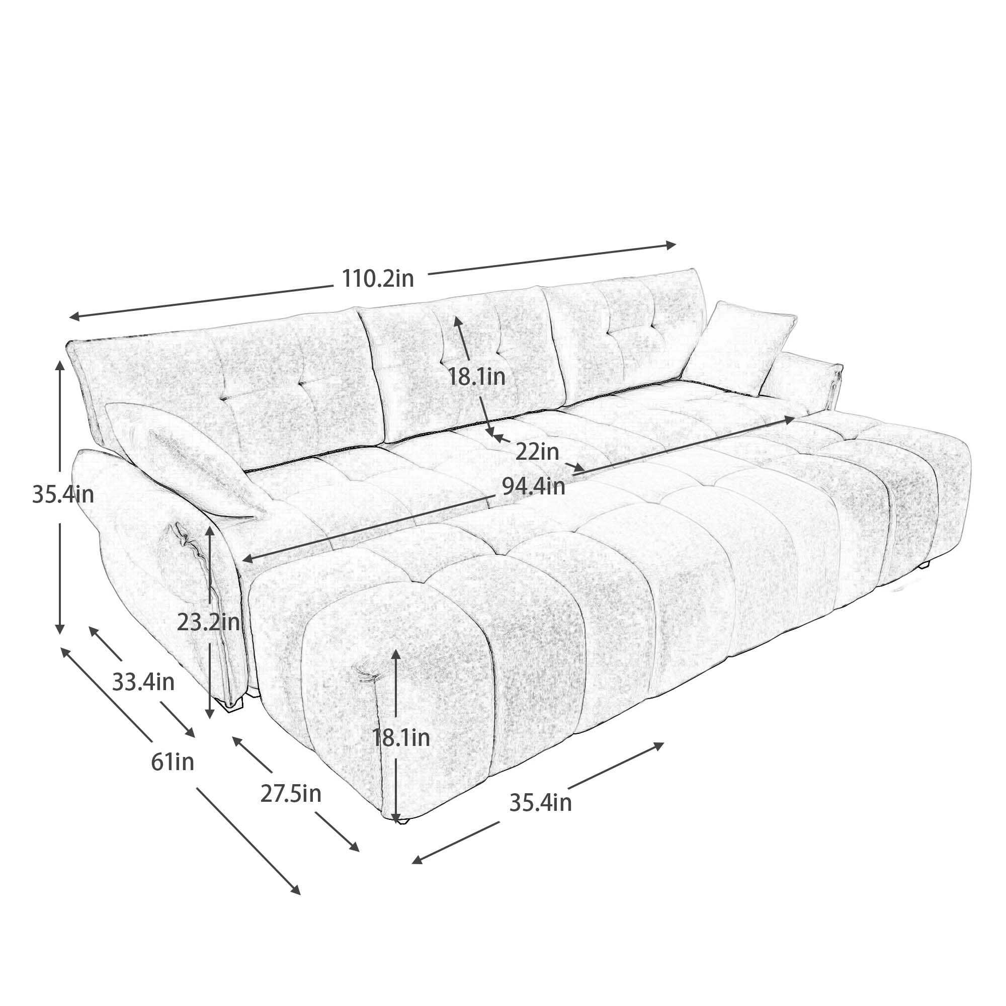 Sofa Set With Ottoman And Pillows, Textured, High Resilience Cushions