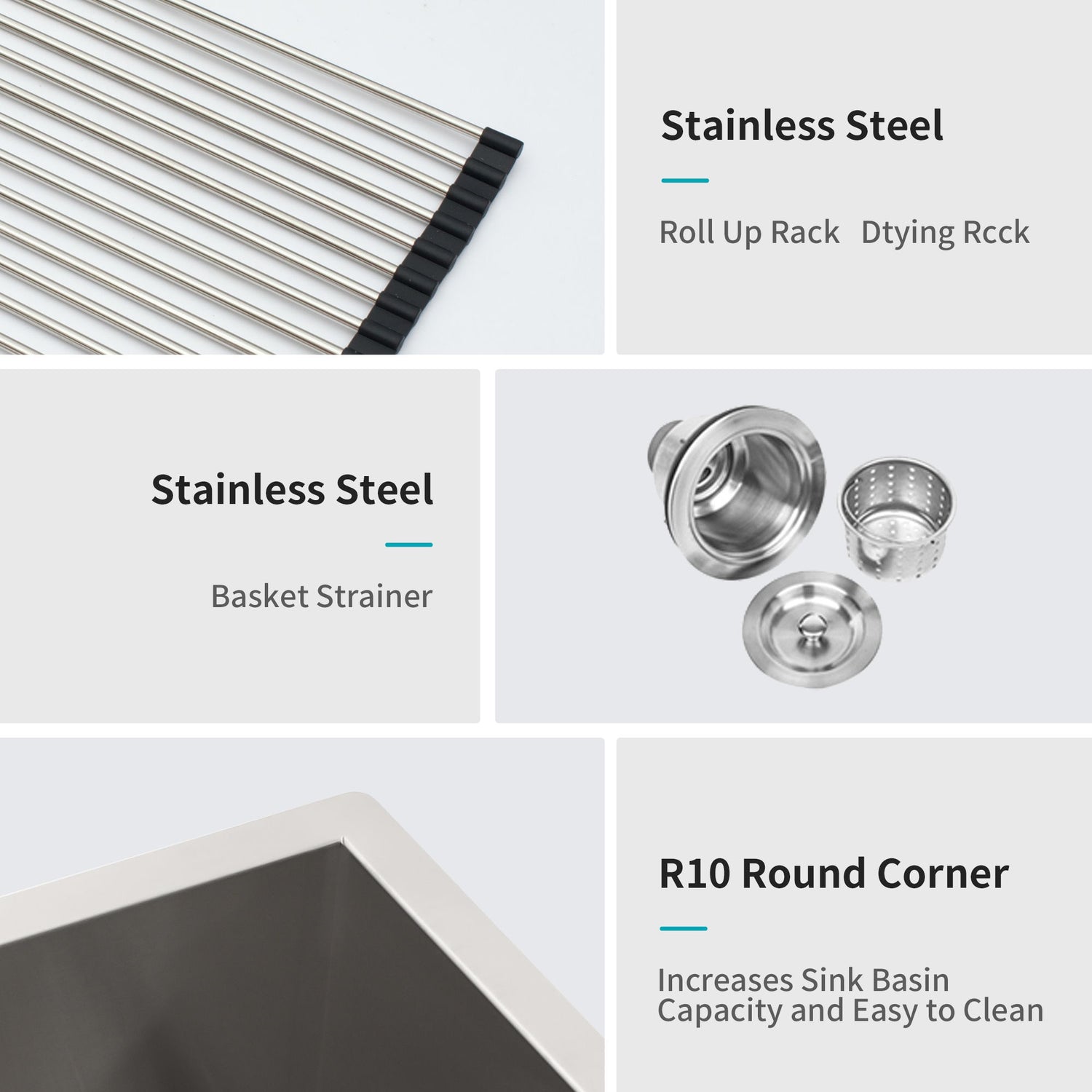 Modern Double Bowl Undermount Kitchen Sink 50 / 50 Design Stainless Steel