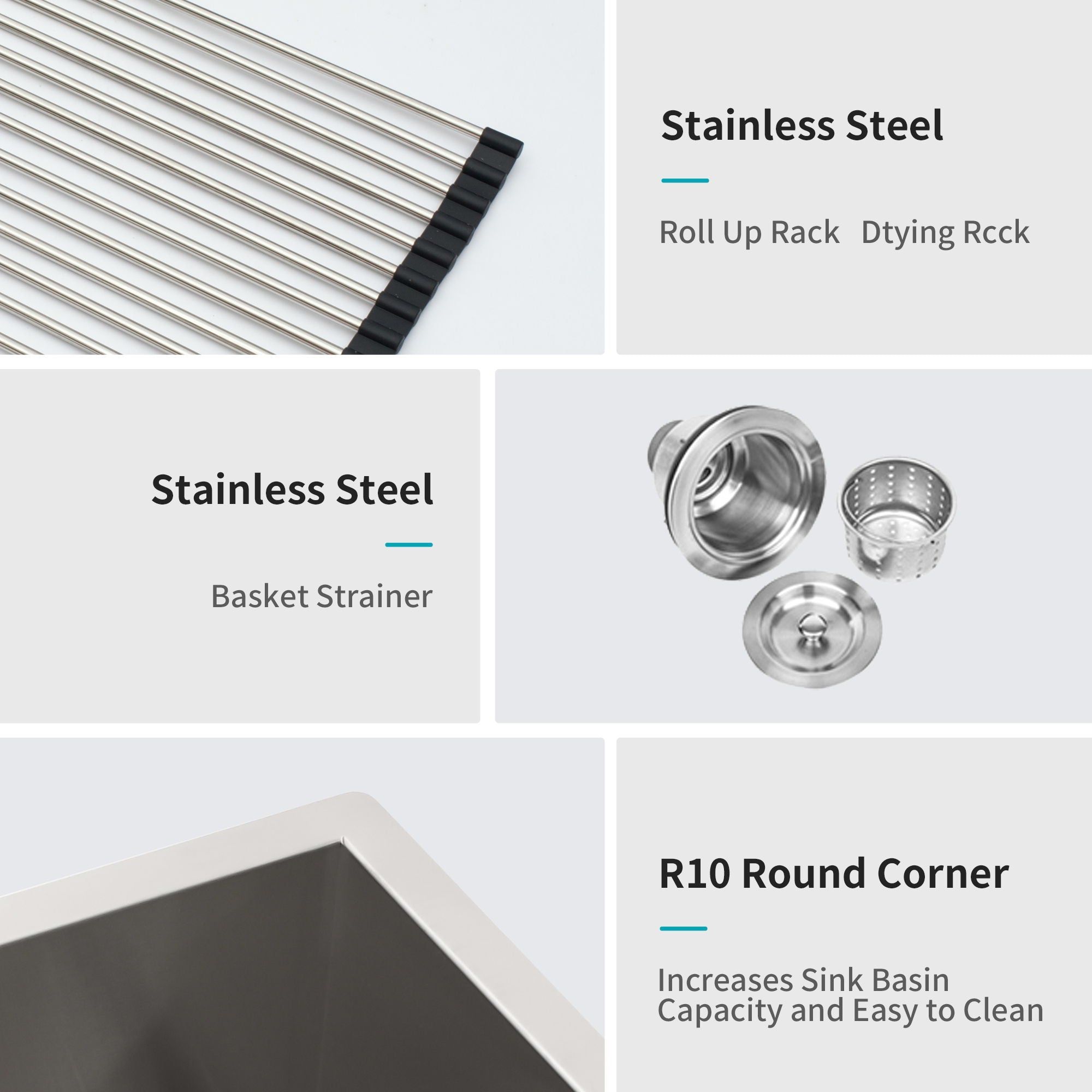 Modern Double Bowl Undermount Kitchen Sink 50 / 50 Design Stainless Steel