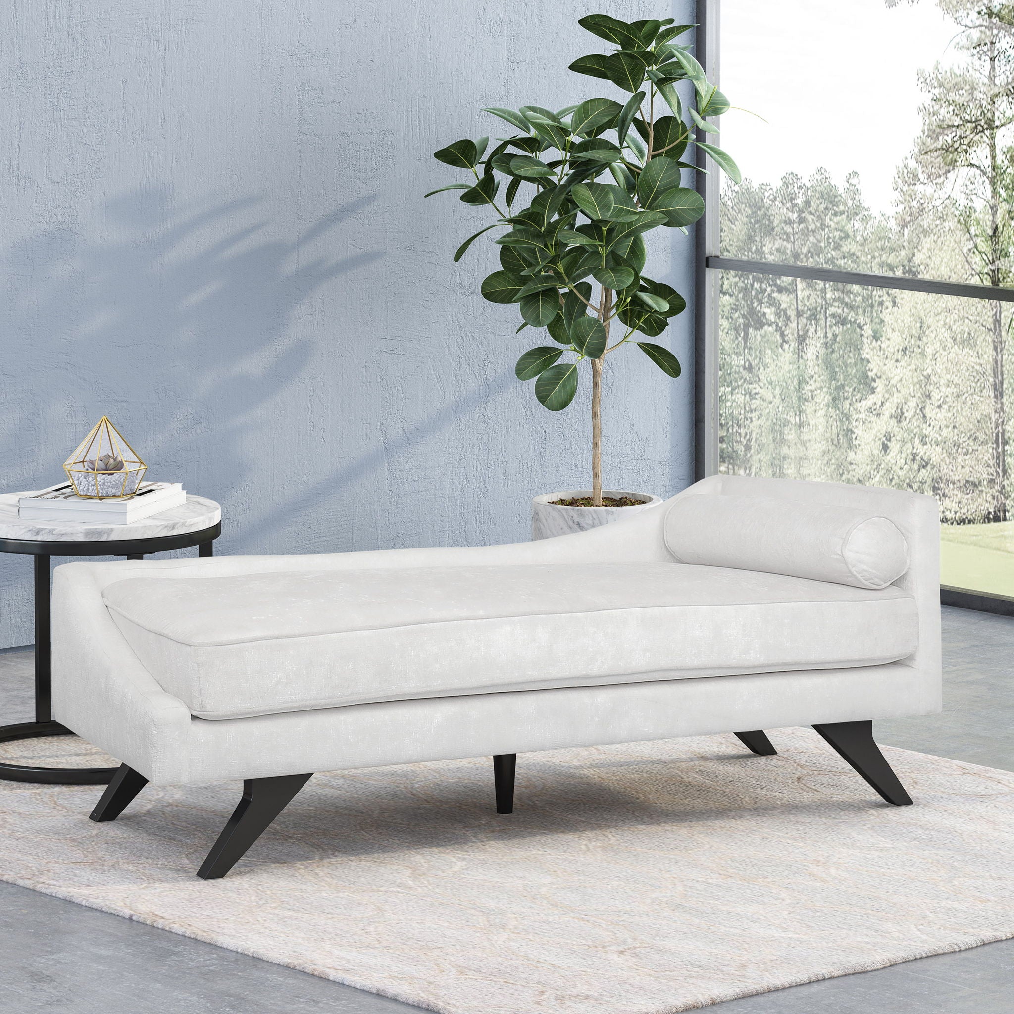 Etherealuxe - Chaise Lounge With Birch Splayed Legs