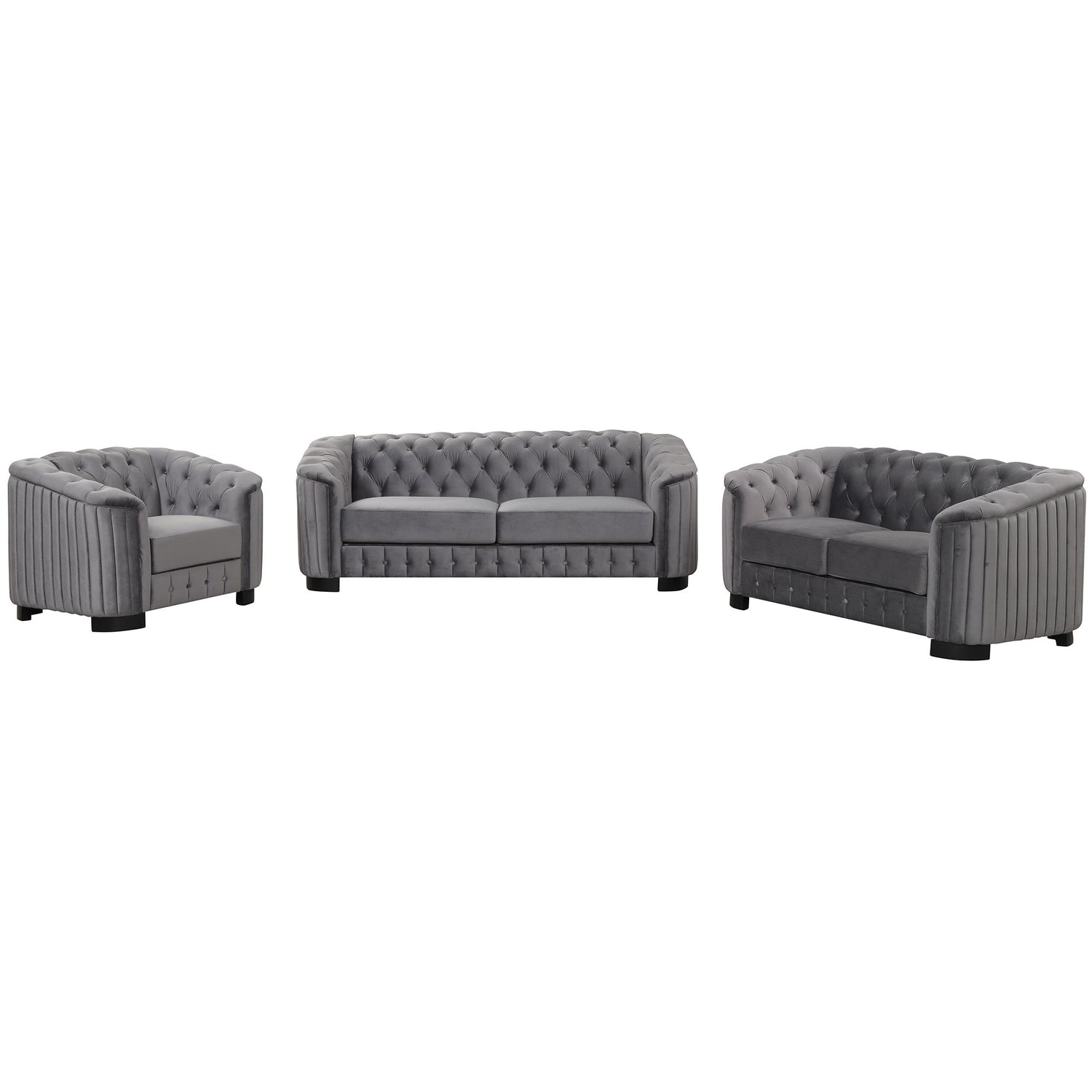 Upholstered 3 Piece Sofa Set With Legs