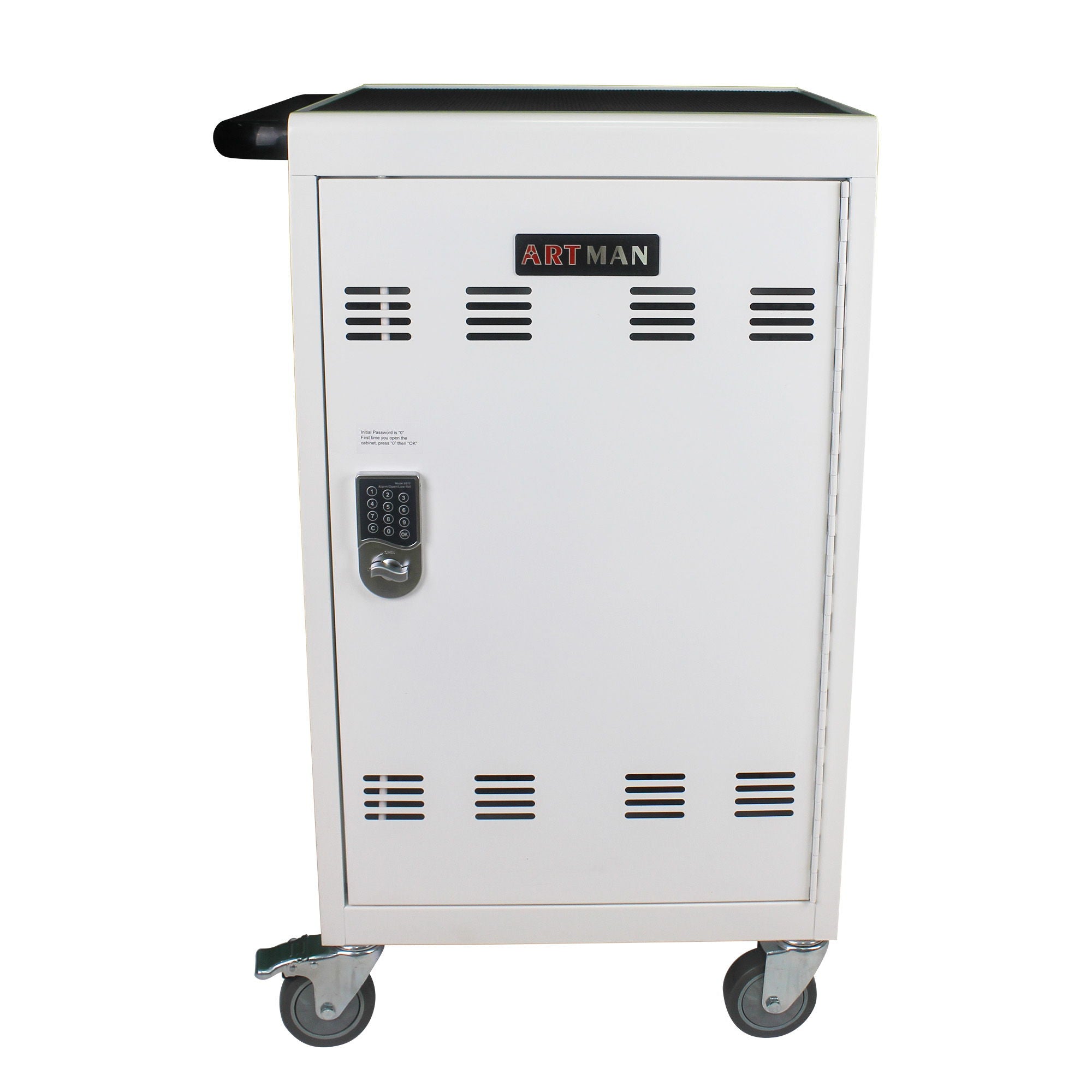 Mobile Charging Cart And Cabinet For Tablets Laptops 30 Device With Combination Lock - Antique White