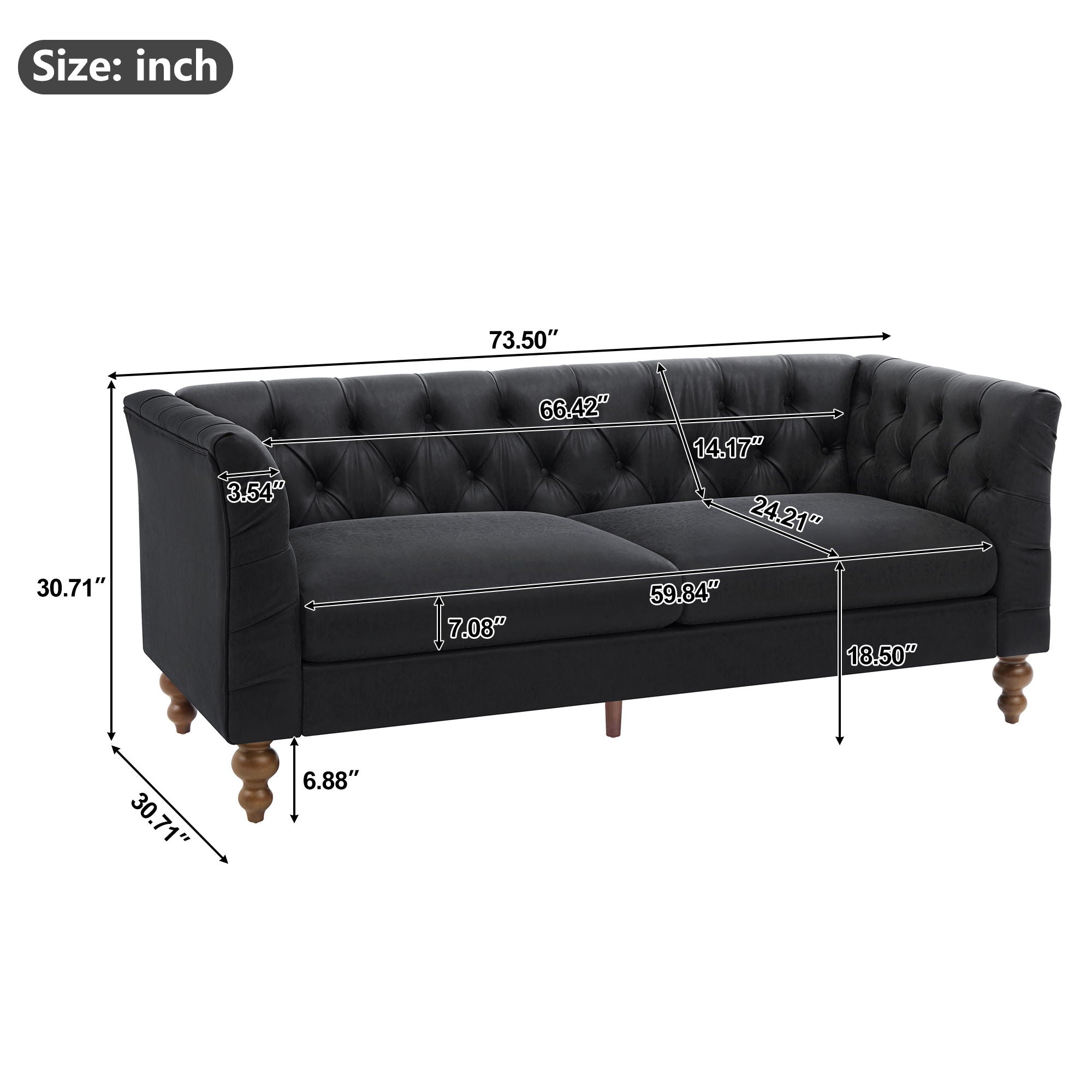 Chesterfield Sofa With Flared Arms For Living Room