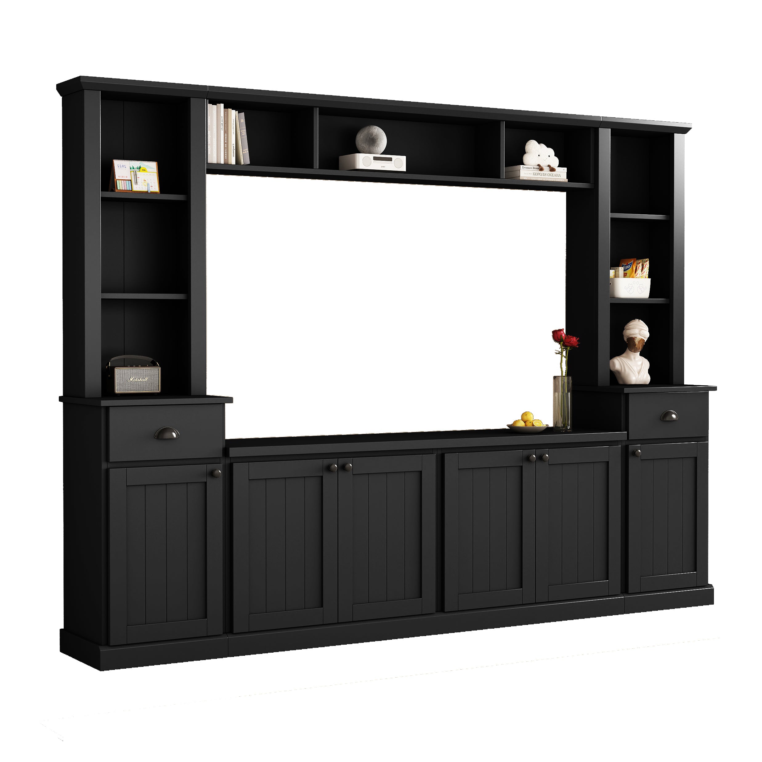 Entertainment Wall Unit Set with Bridge for TVs Up to 75&