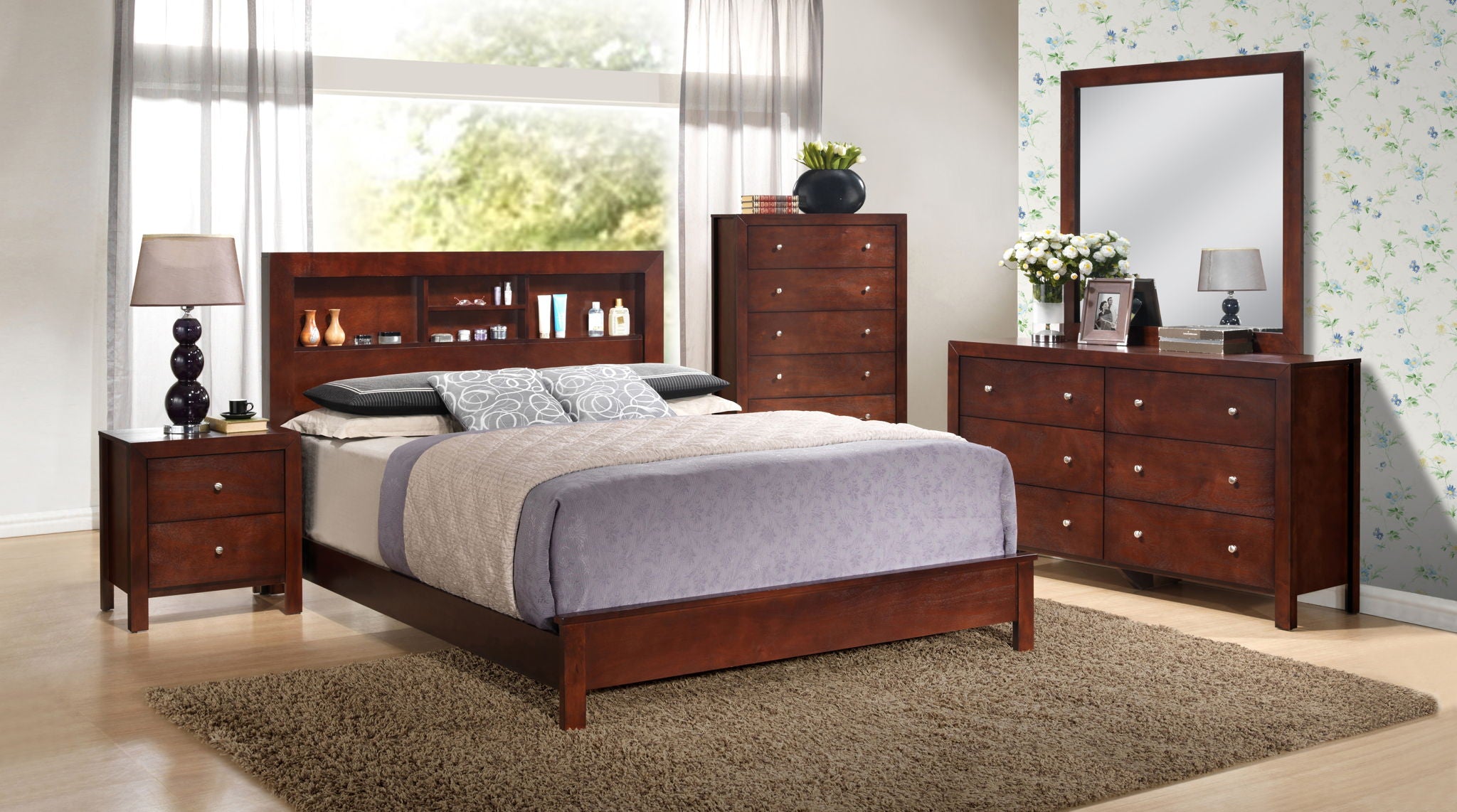 Bed With Transitional Design Stylish