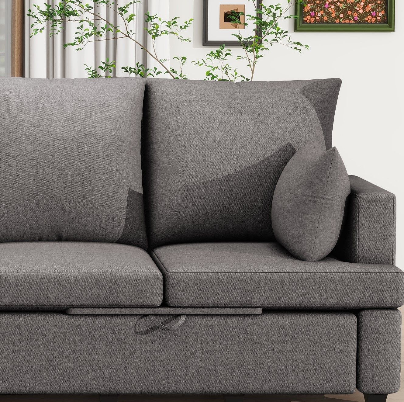 4 Seat Chenile Sectional Sofa Set With 2 Pilows, Freely Combinable
