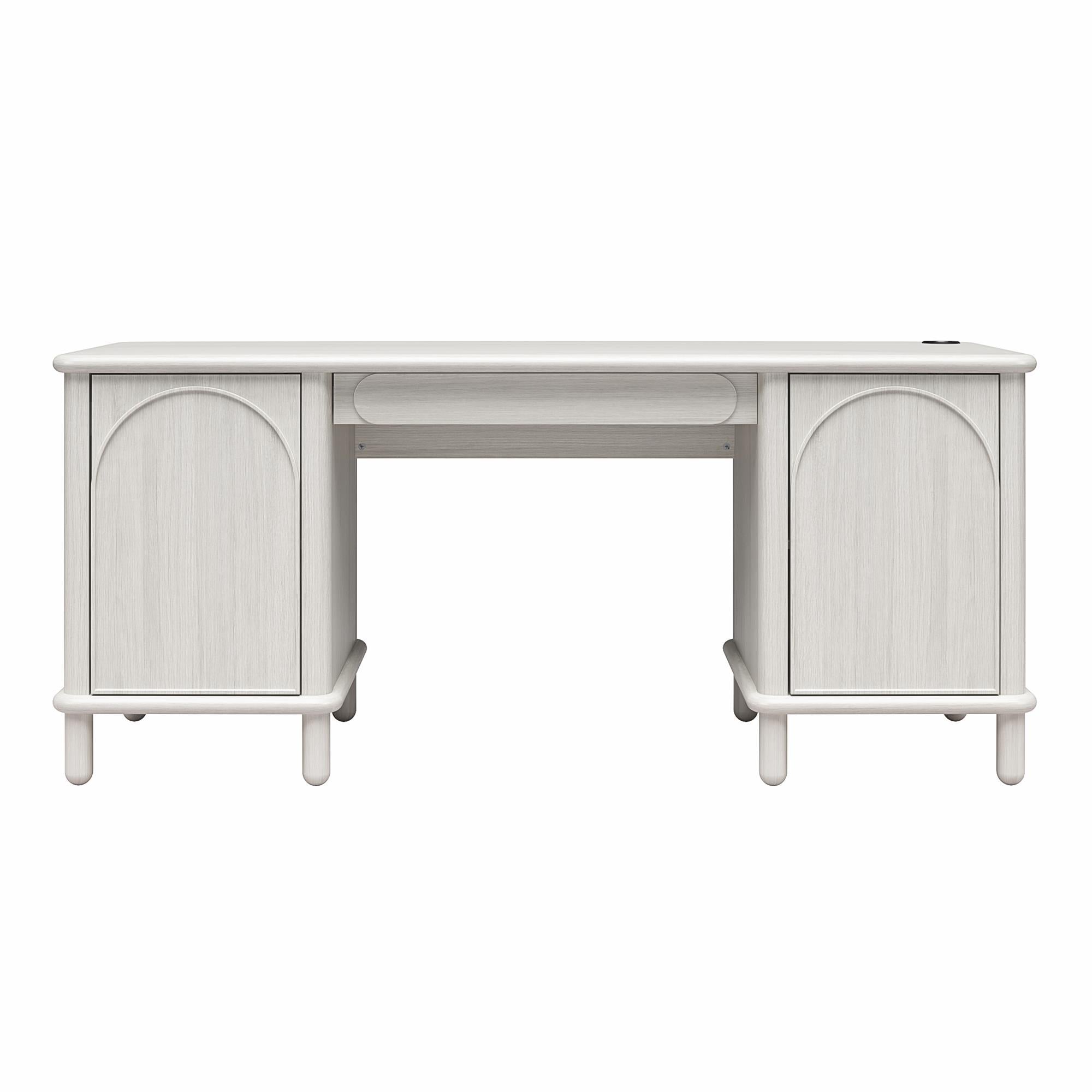 Selena - Double Pedestal Desk - Rustic White