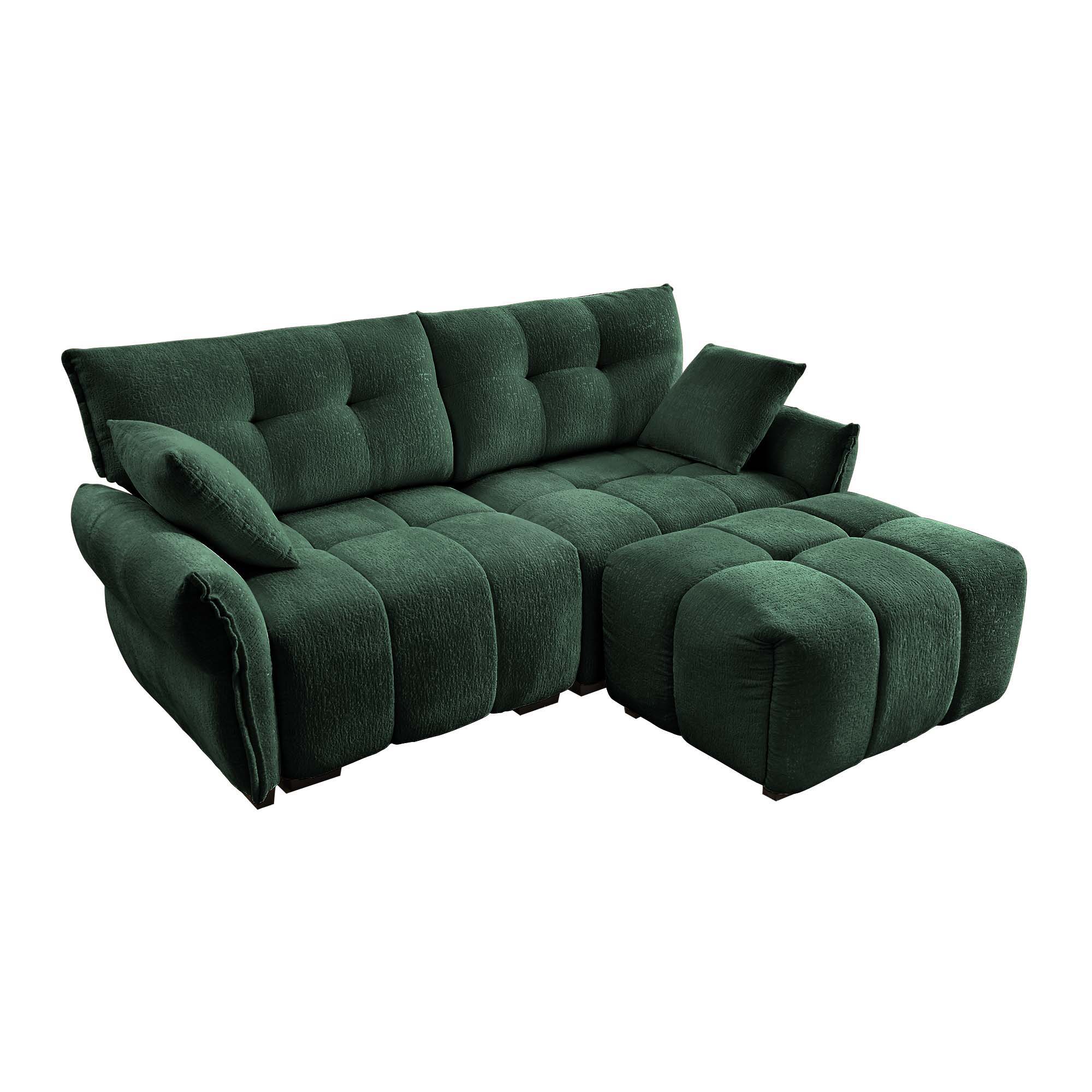 Sofa Set With Ottoman And Pillows, Textured, High Resilience Cushions
