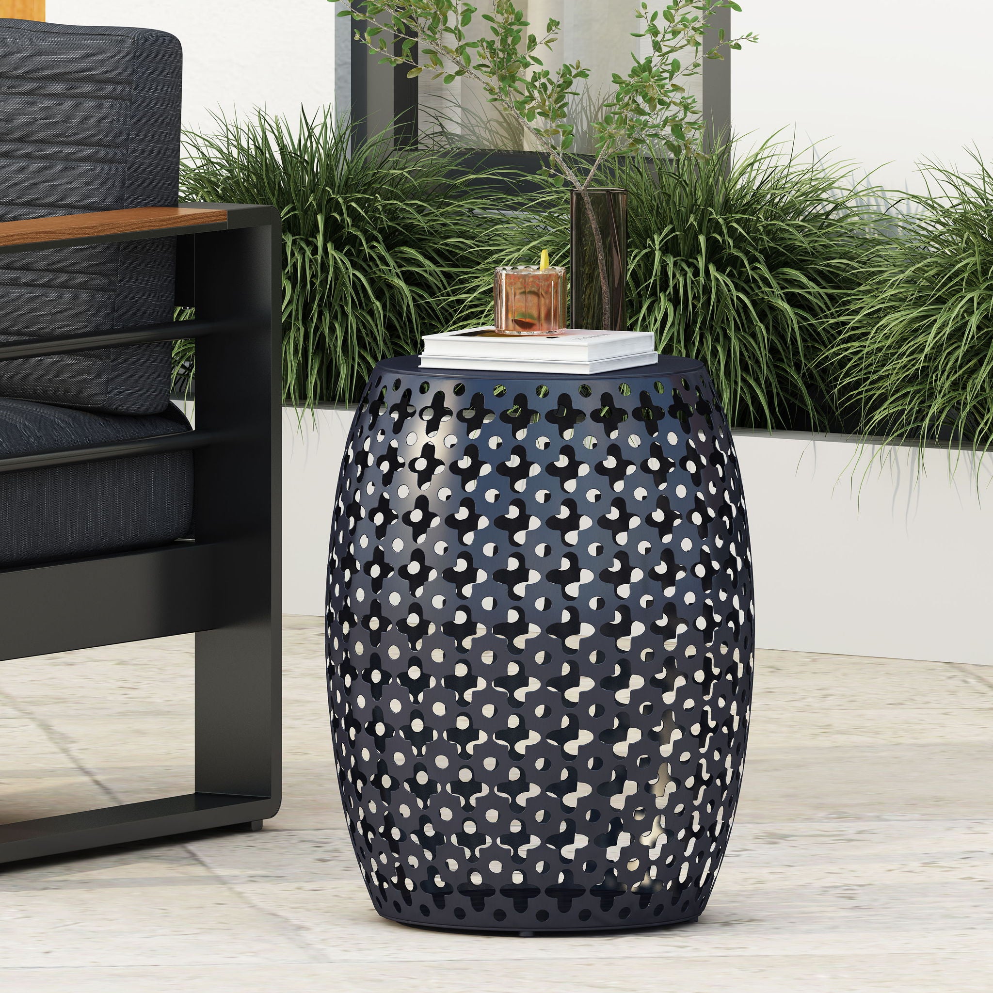 Modern Design, Metal End Table, Large