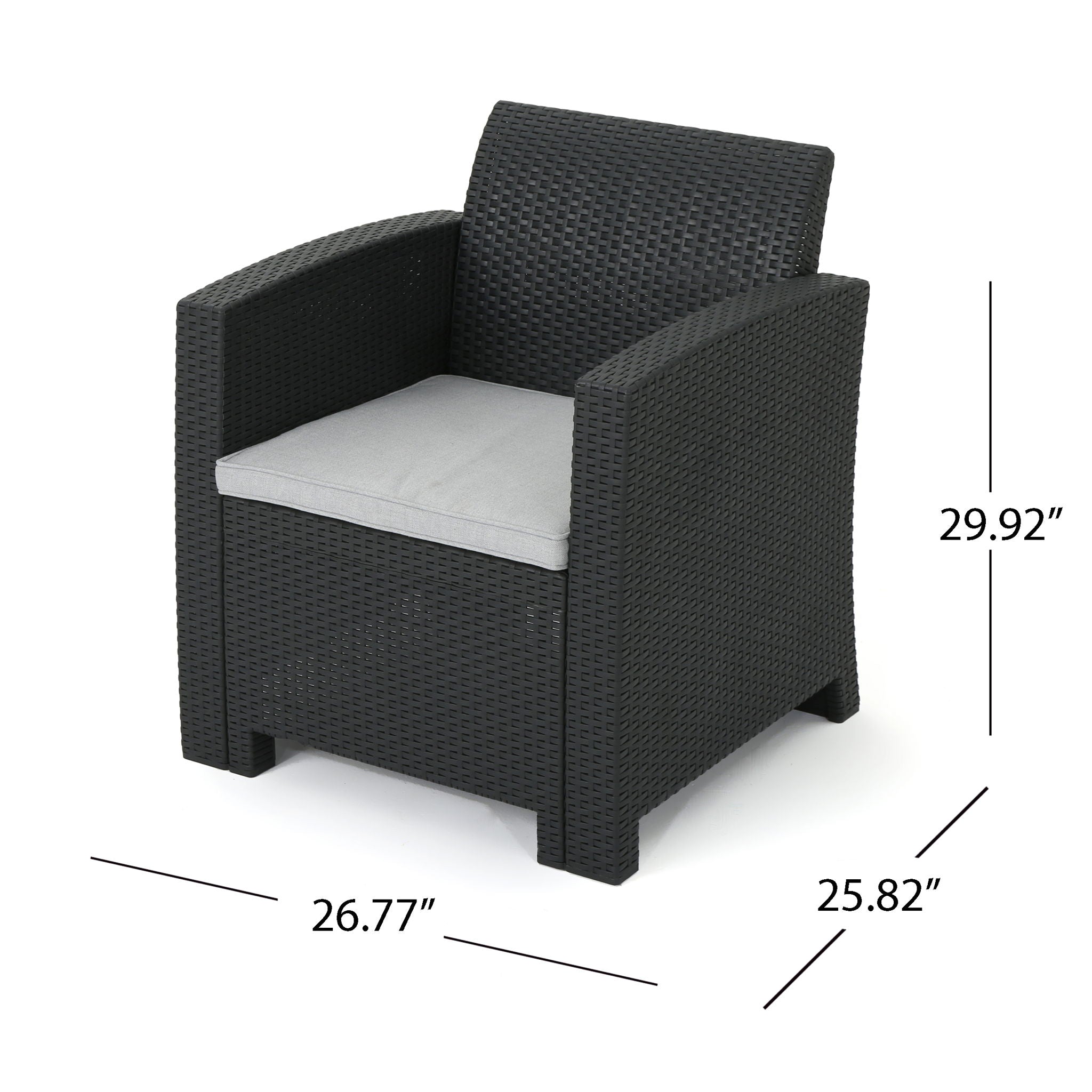 Velvora - Outdoor Wicker Set With 3 Seater Sofa, 2 Club Chairs, Coffee Table And Cushions - Brown