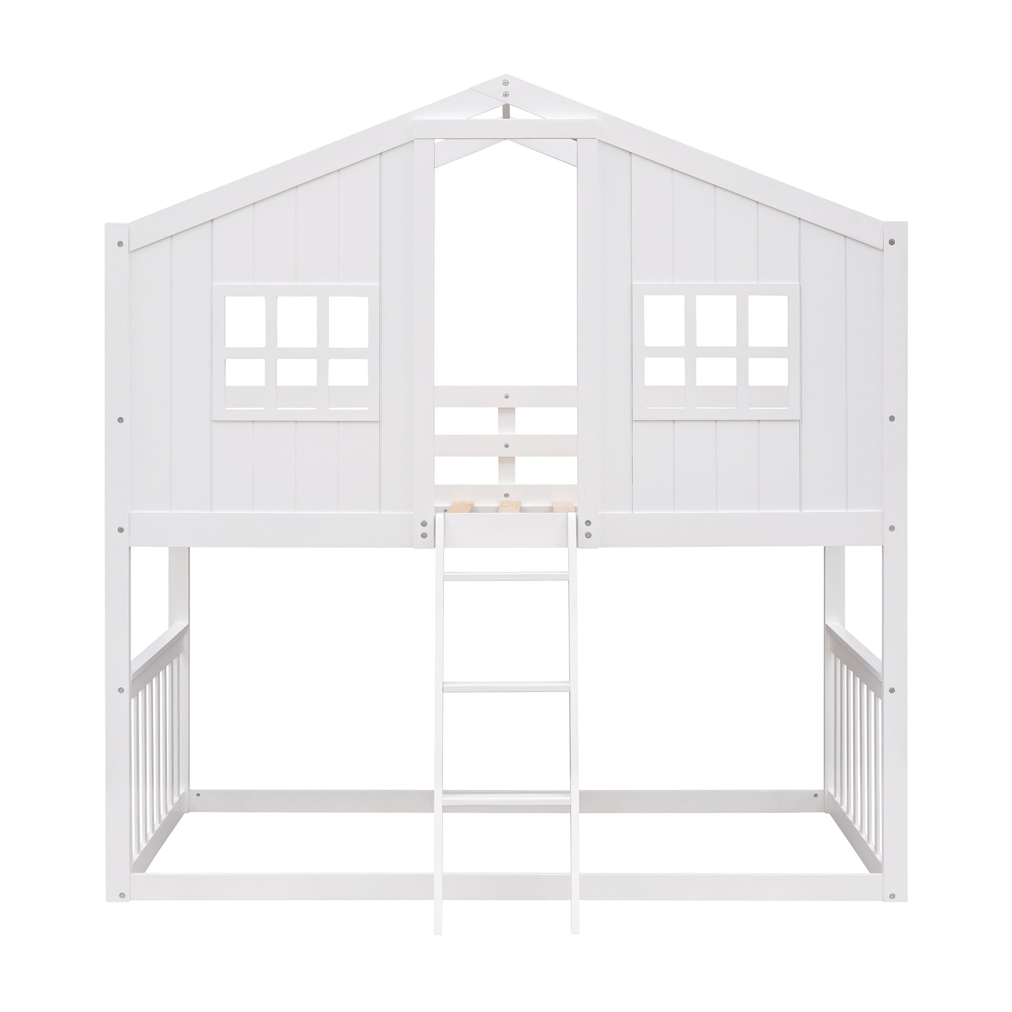 House Bunk Bed With Ladder, Wood Bed