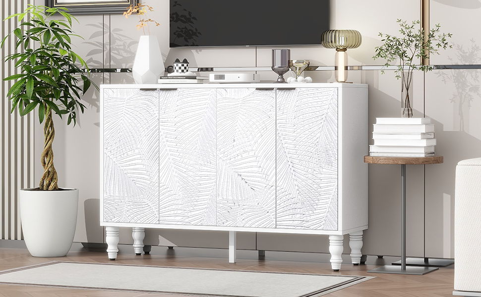 Modern TV Stand With 2 Spacious Storage Space And Anti-Tip Device