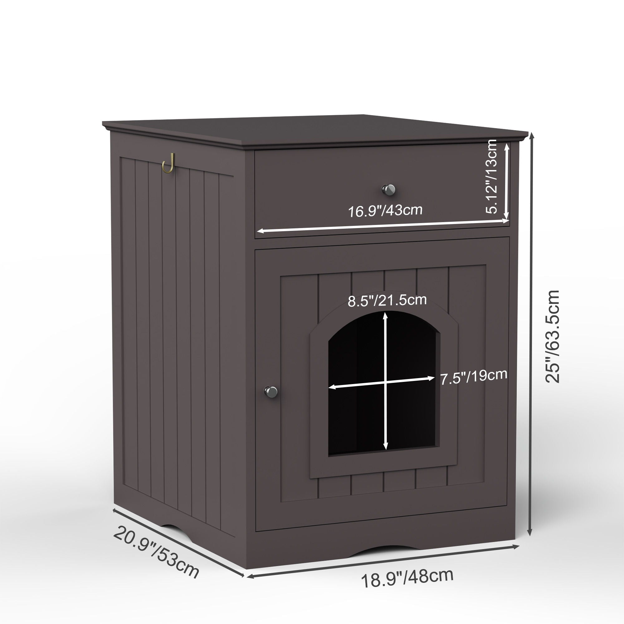 Pet House Cat Litter Box Enclosure With Drawer, Side Table