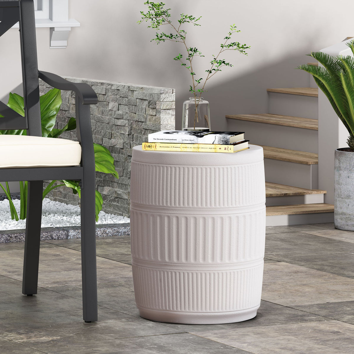 Outdoor Patio End Table - Antique White