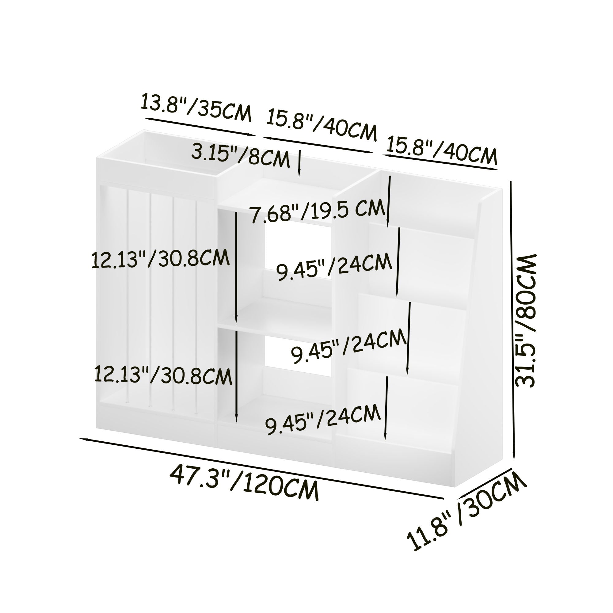 Bookshelf And Toy Storage, 3 Tier Montessori Bookcase With Stuffed Animal Organizer - White