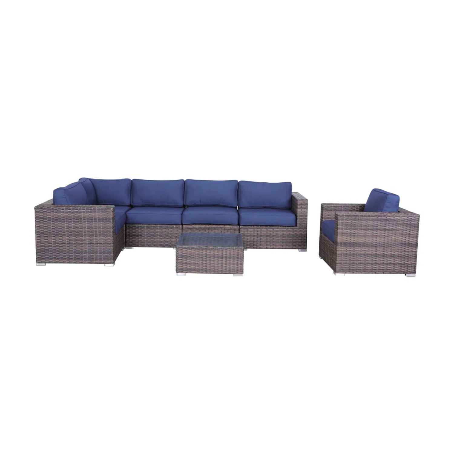 Wicker Seating Group Set With Table And Cushions