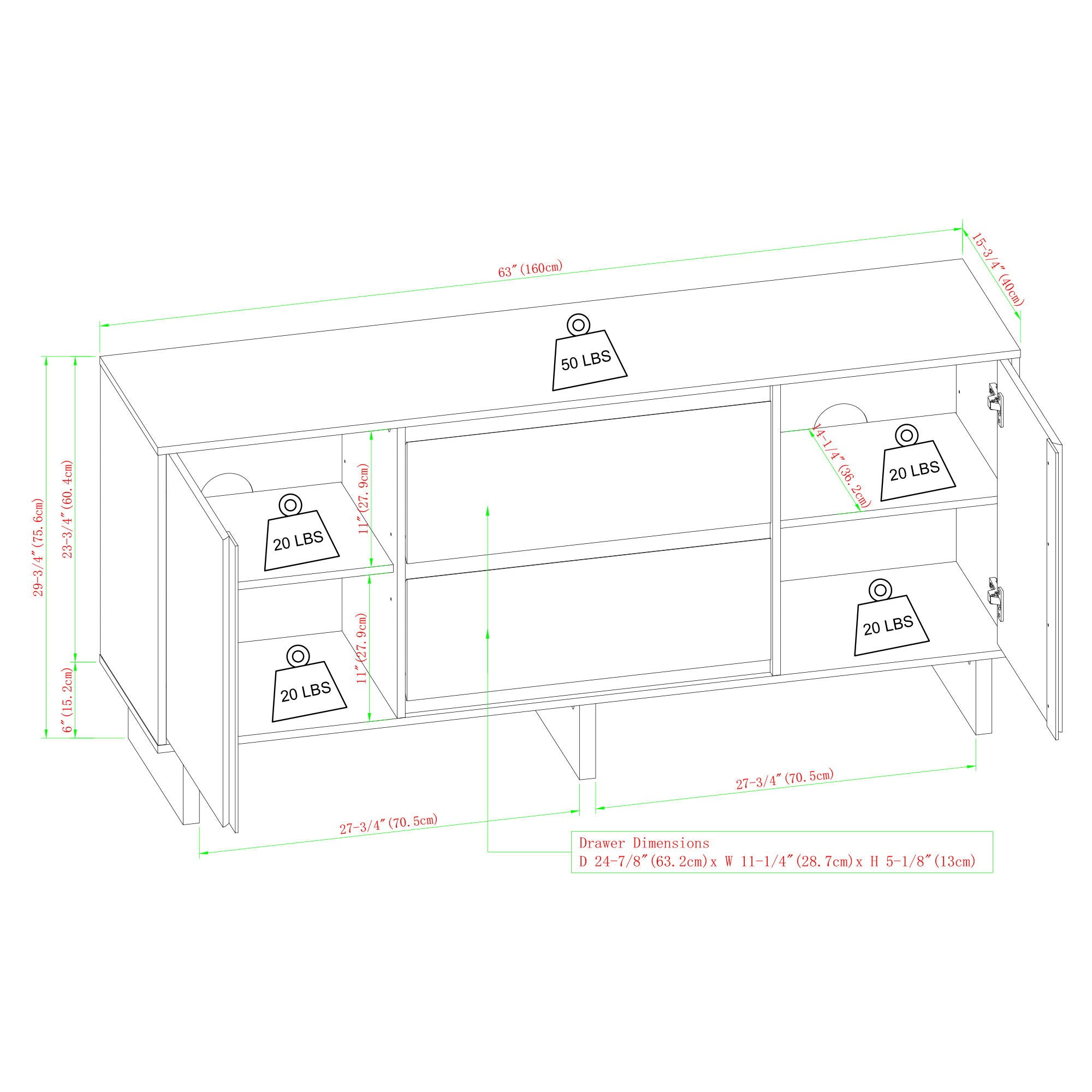 Scandi - Sideboard With Beveled Drawers