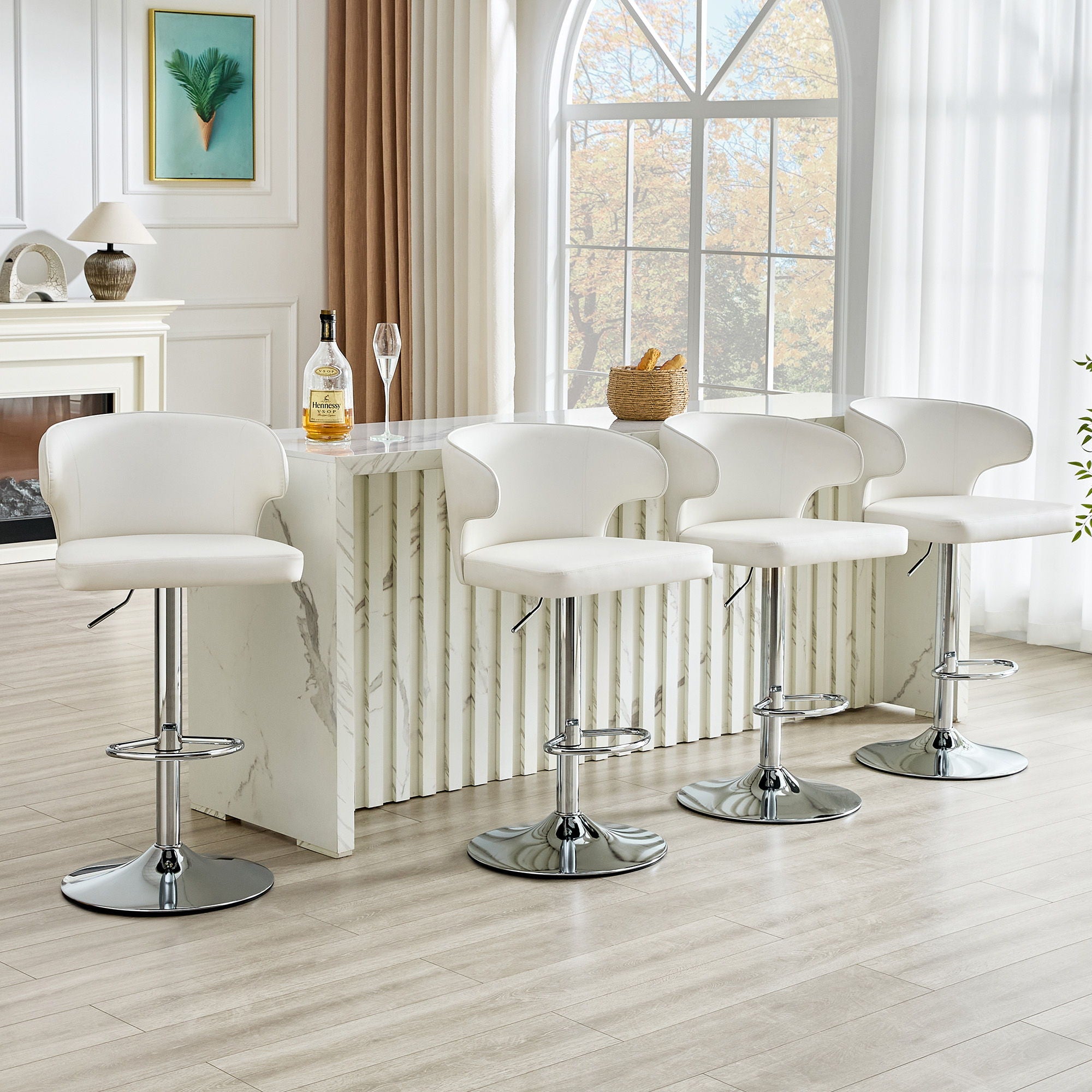 Adjustable Swivel Bar Chair With Ergonomic High Back Design