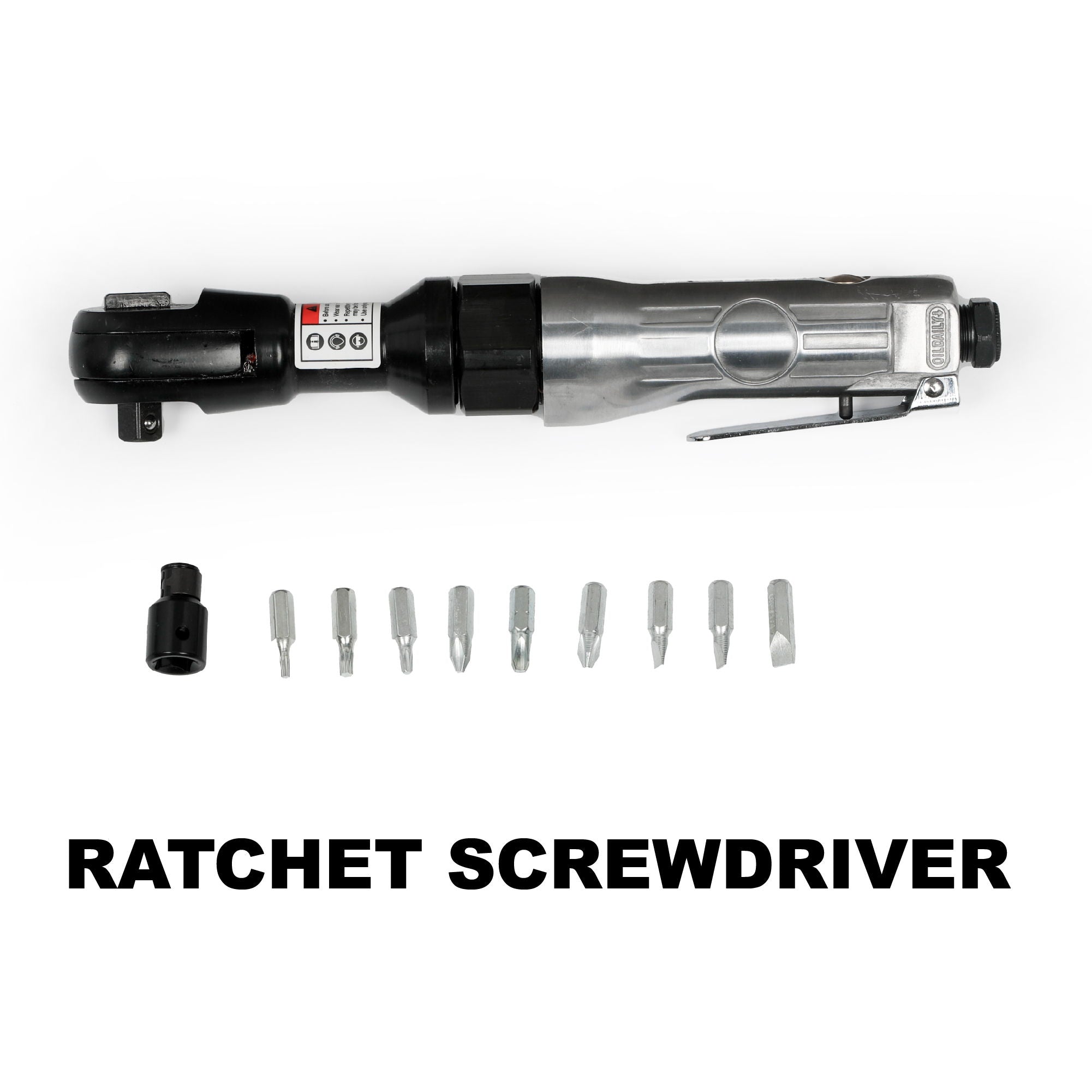 71 Piece Air Tool And Accessories Kit, Impact Wrench, Air Ratchet, Die Grinder, Aire Hammer, Hose Fittings, Storage Case - Black / Silver