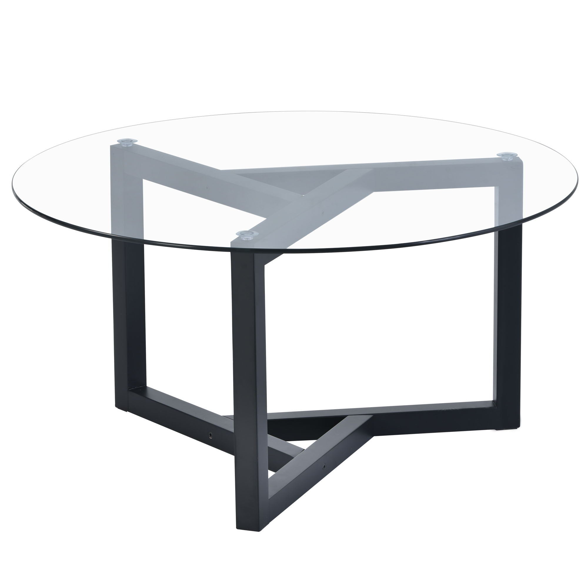 Round Glass Coffee Table Modern Cocktail Table