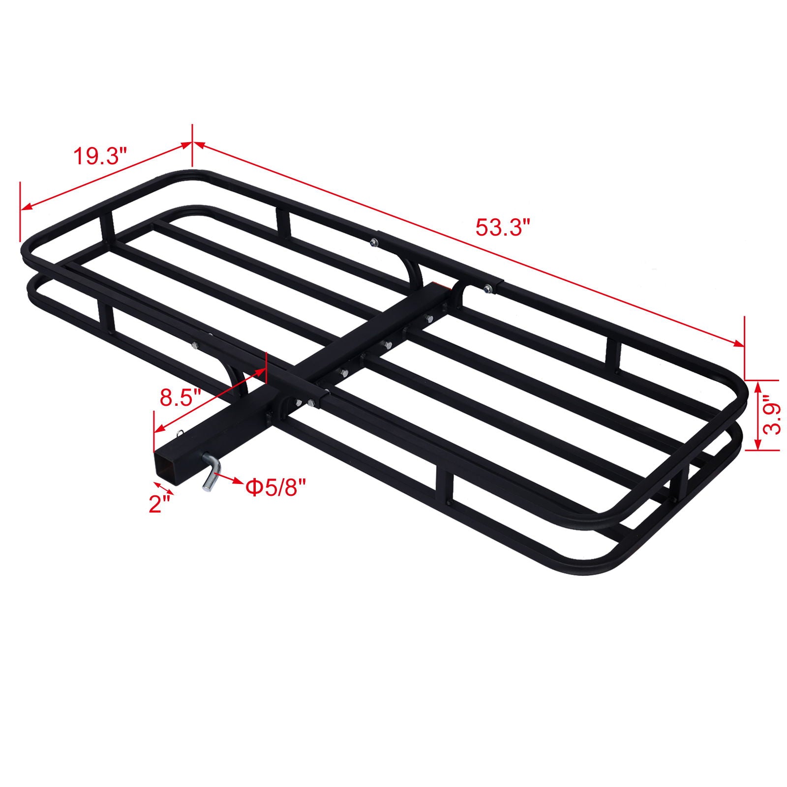 Heavy Duty Steel Hitch Mount Cargo Carrier Rack For SUV, Truck, Car With 2" Receiver - Black