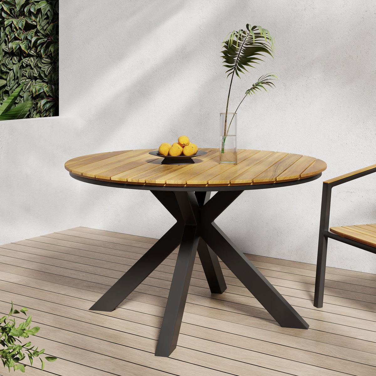 Outdoor Dining Table - Teak / Black