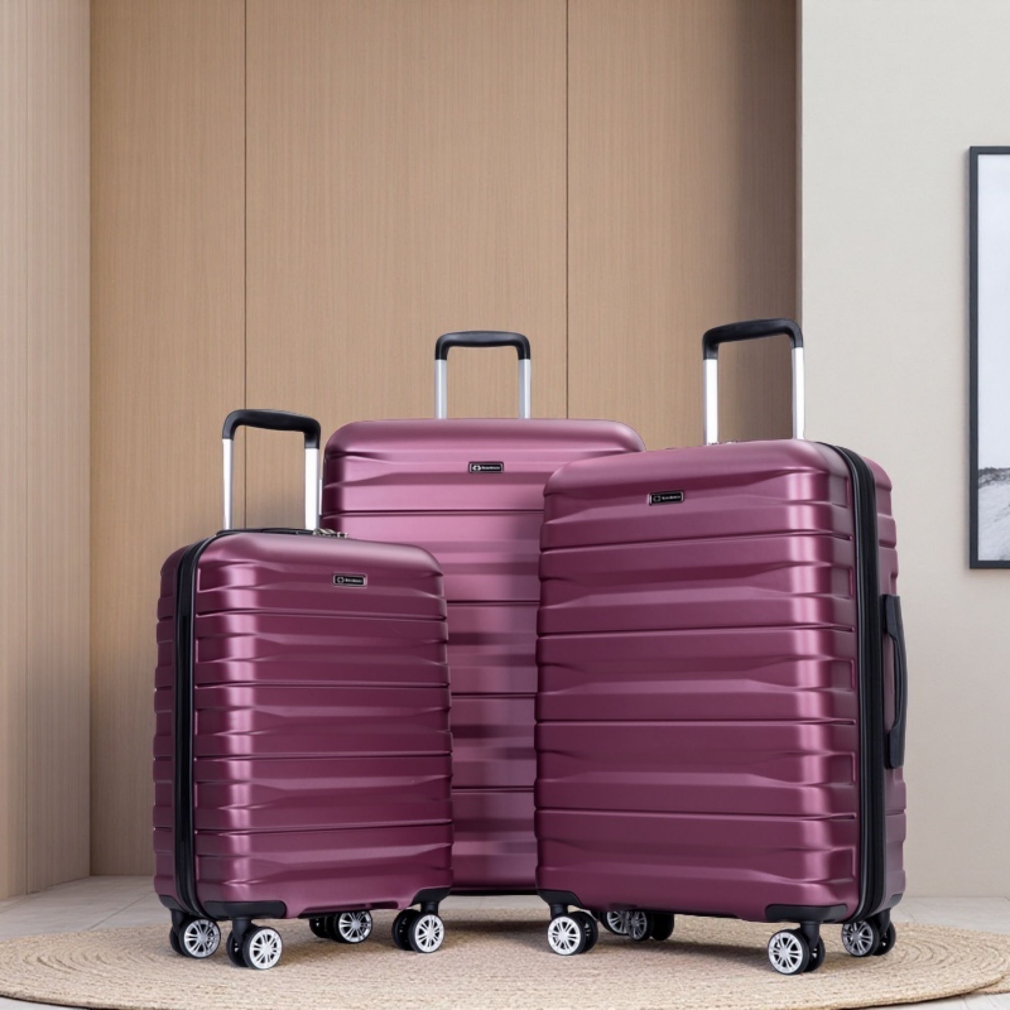 3 Piece Luggage Sets Lightweight & Durable Expandable Suitcase With Two Hooks