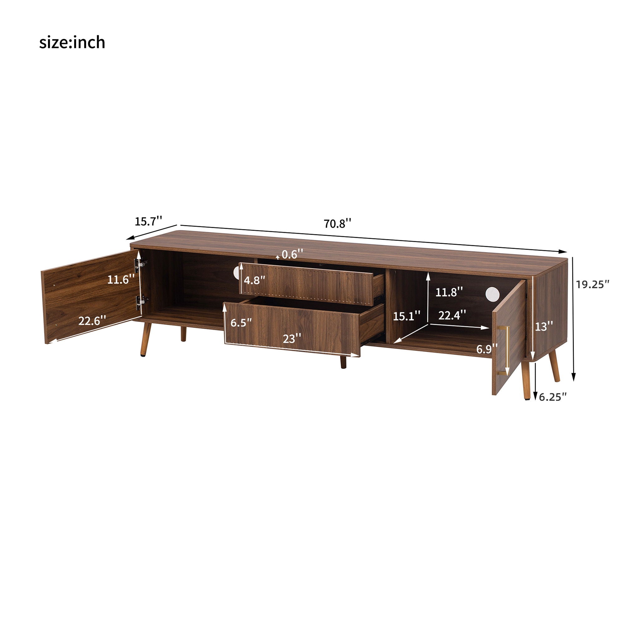 TV Stand With 2 Drawers, Media Console Table For TVs Up To 80&