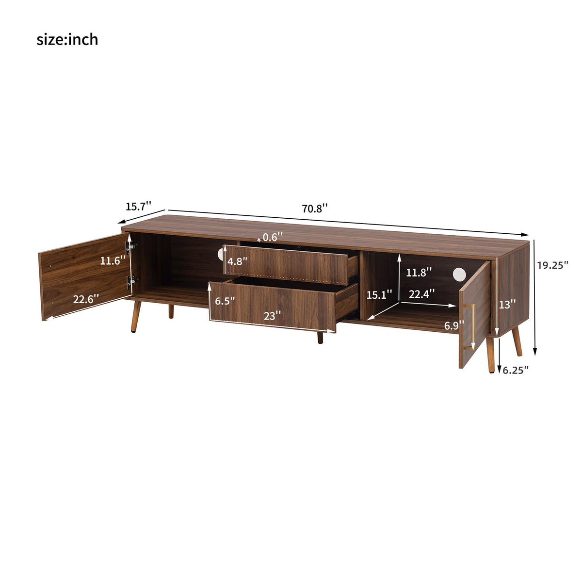 TV Stand With 2 Drawers, Media Console Table For TVs Up To 80&