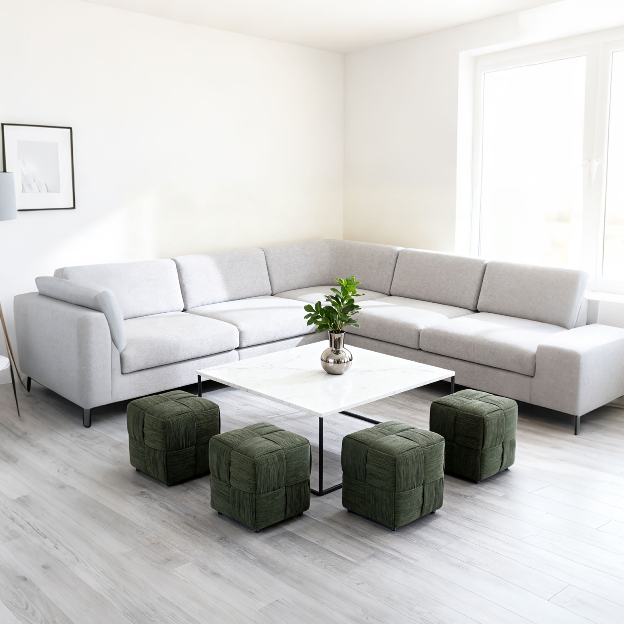 Square Ottoman Foot Rest With Woven Design