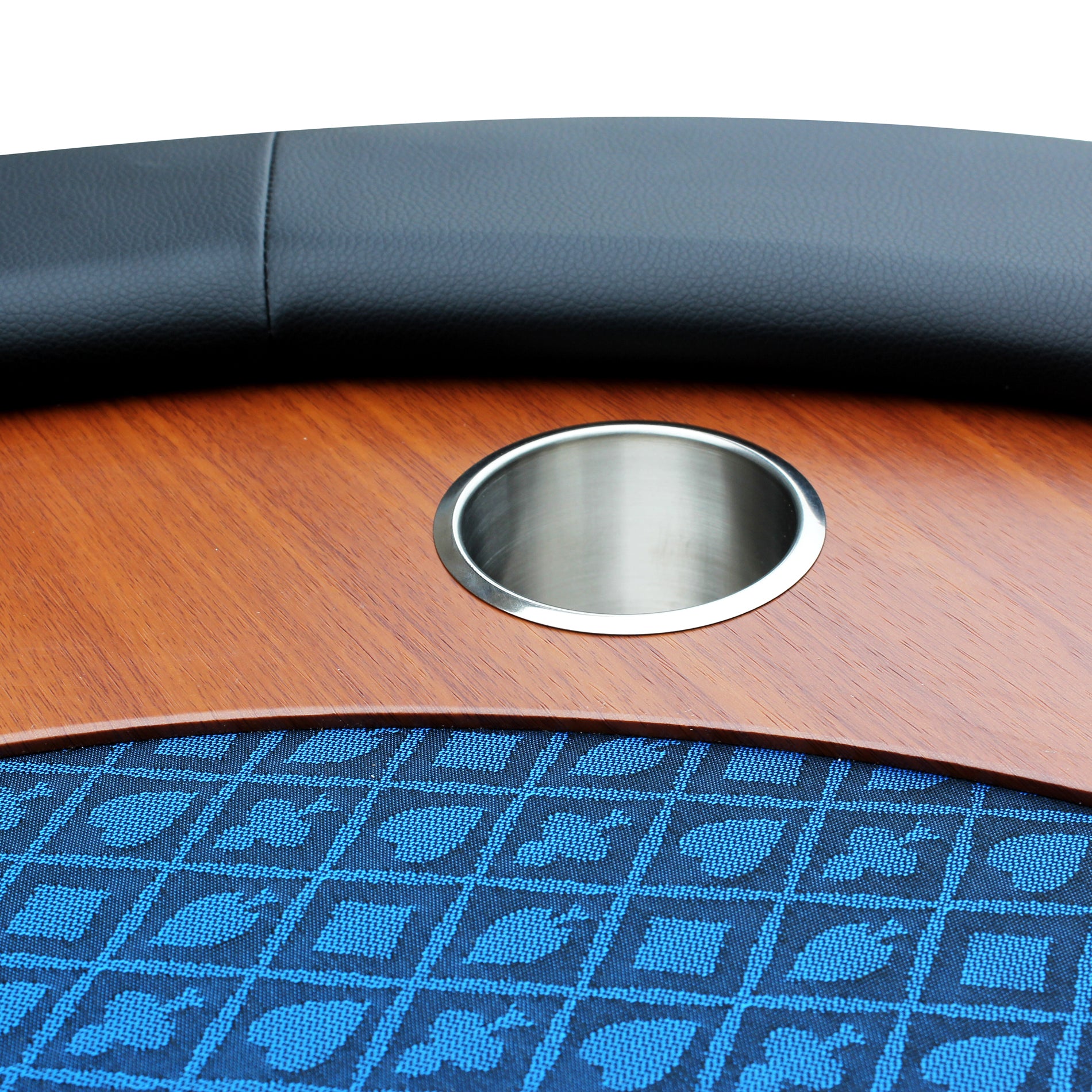 96" 10 Poker Table for 10 Players Casino Games with Speed Cloth Felt Pedestal Base Cup Holders Blue