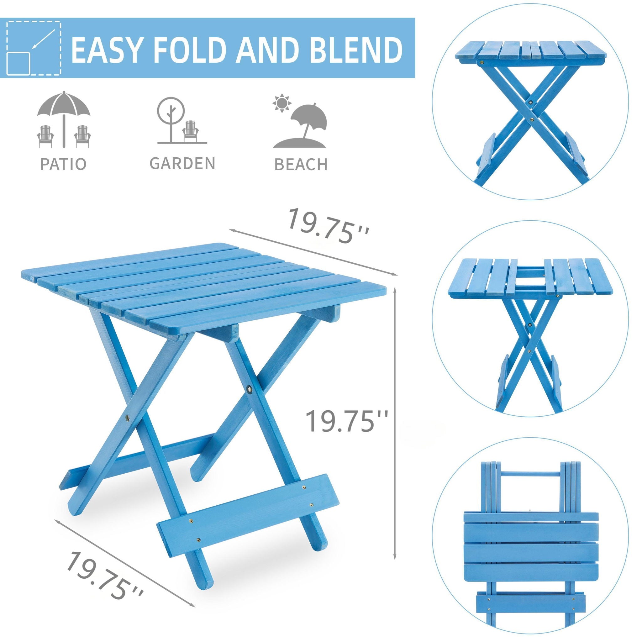 Folding Square Table For Backyard - Blue