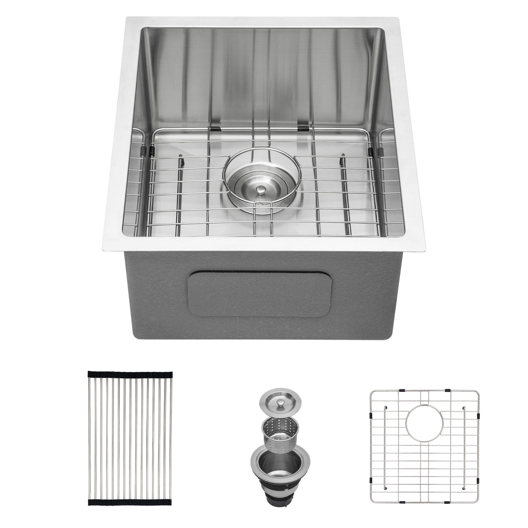 Modern Undermount Stainless Steel Kitchen Sink 16 Gauge, Deep Single Bowl
