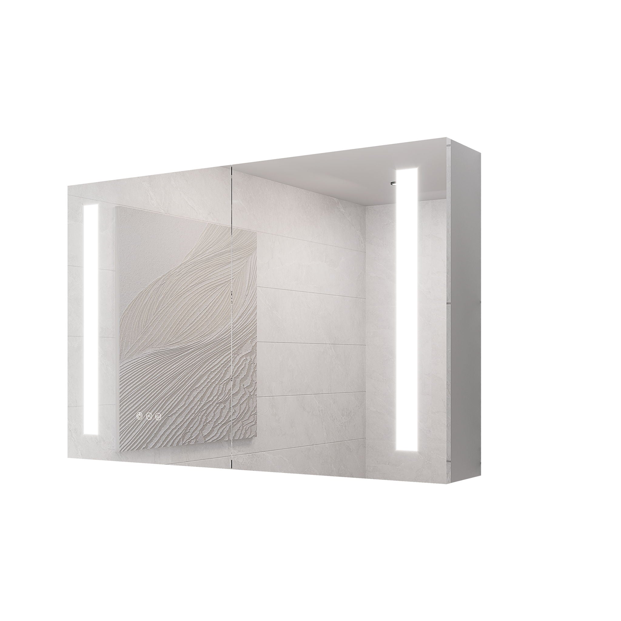 LED Medicine Cabinet With Mirror, Double Door With Defogger, Dimmer, Surface Mount