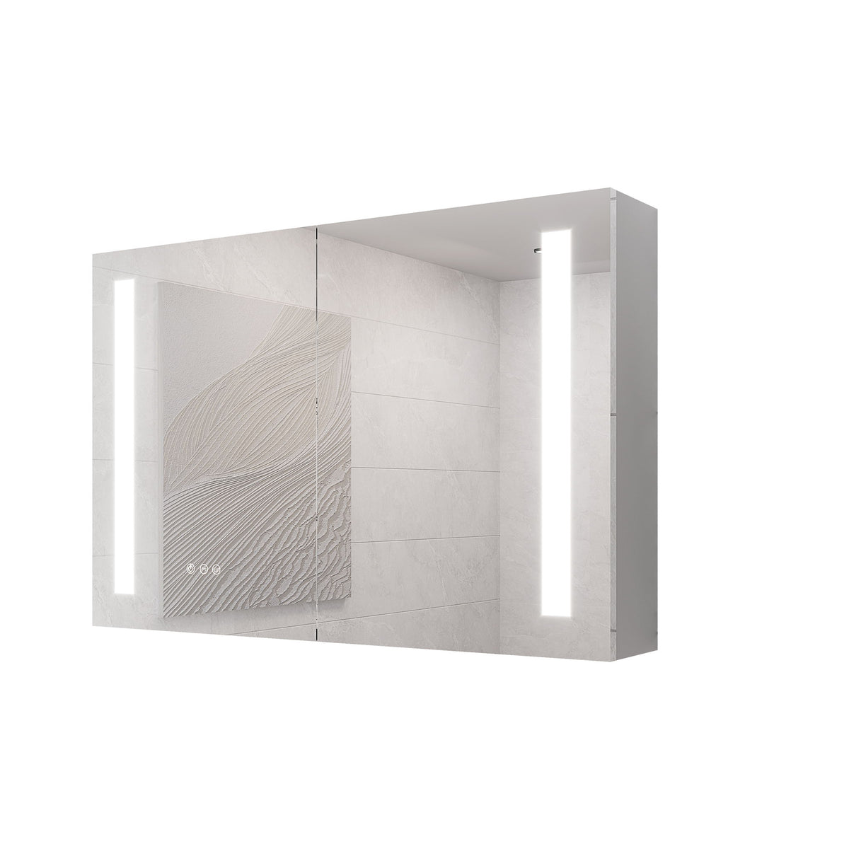 LED Medicine Cabinet With Mirror, Double Door With Defogger, Dimmer, Surface Mount
