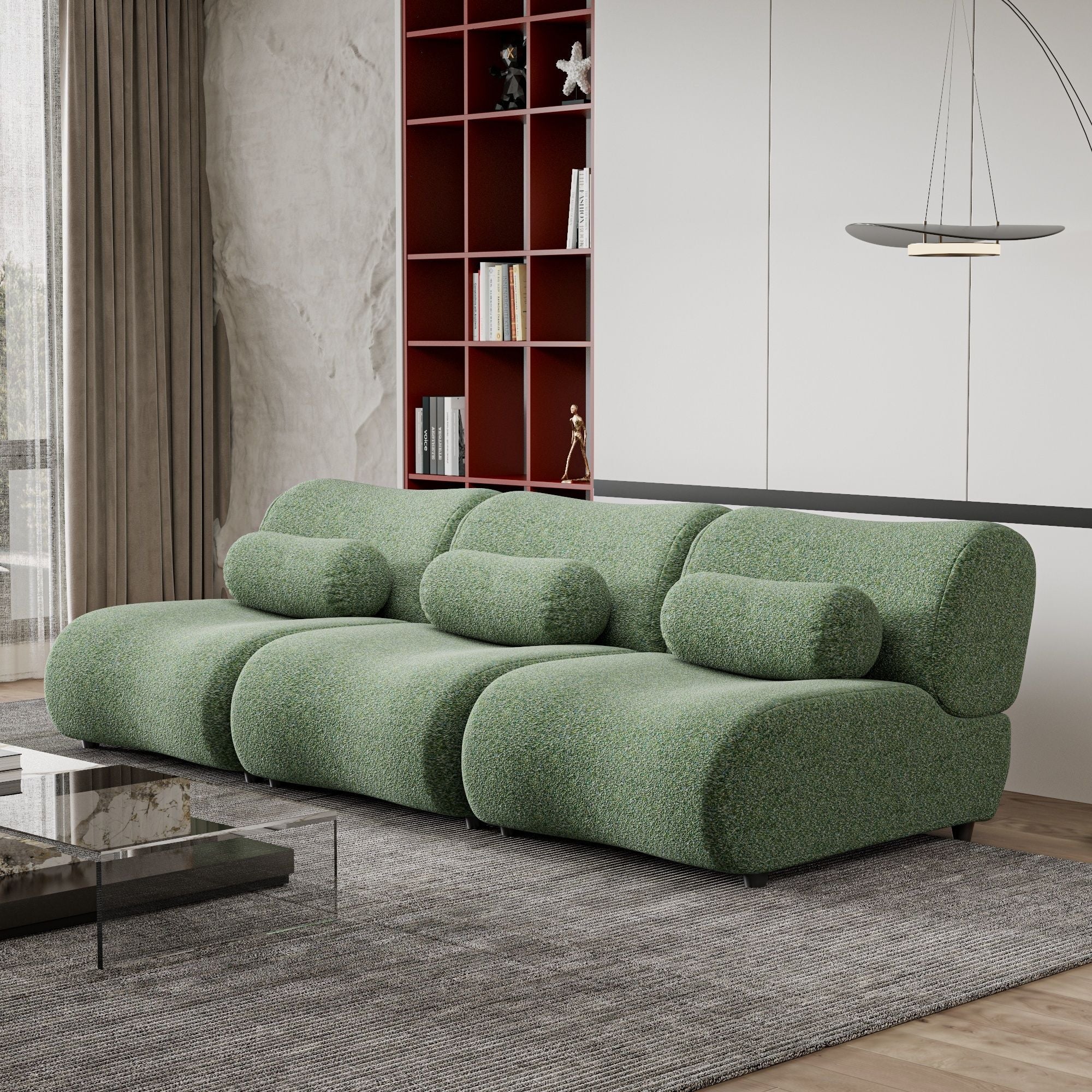 Contemporary Modular 3 Seat Sectional With Deep Seating, Soft Backrest