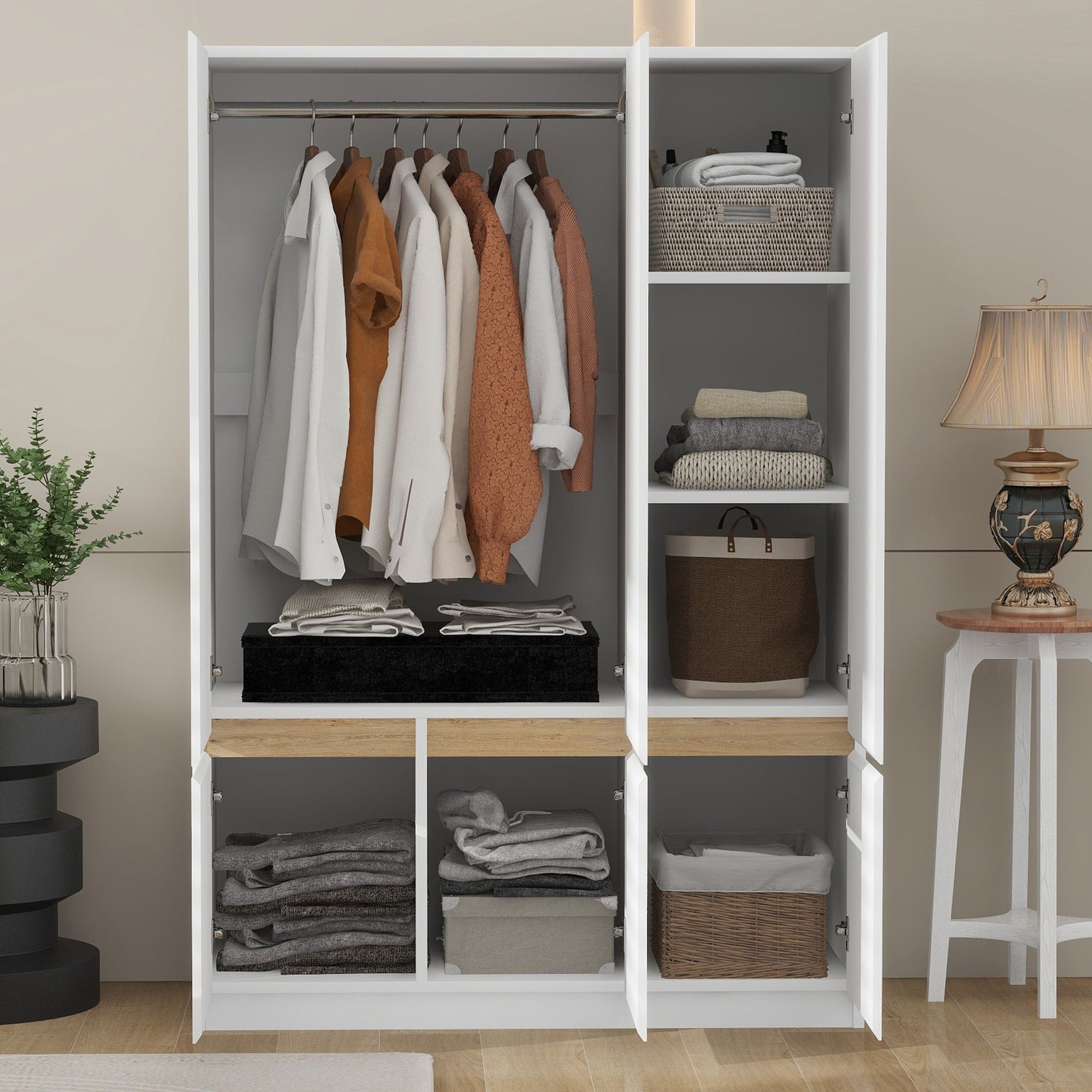 6 Doors Wardrobe Storage For Bedroom