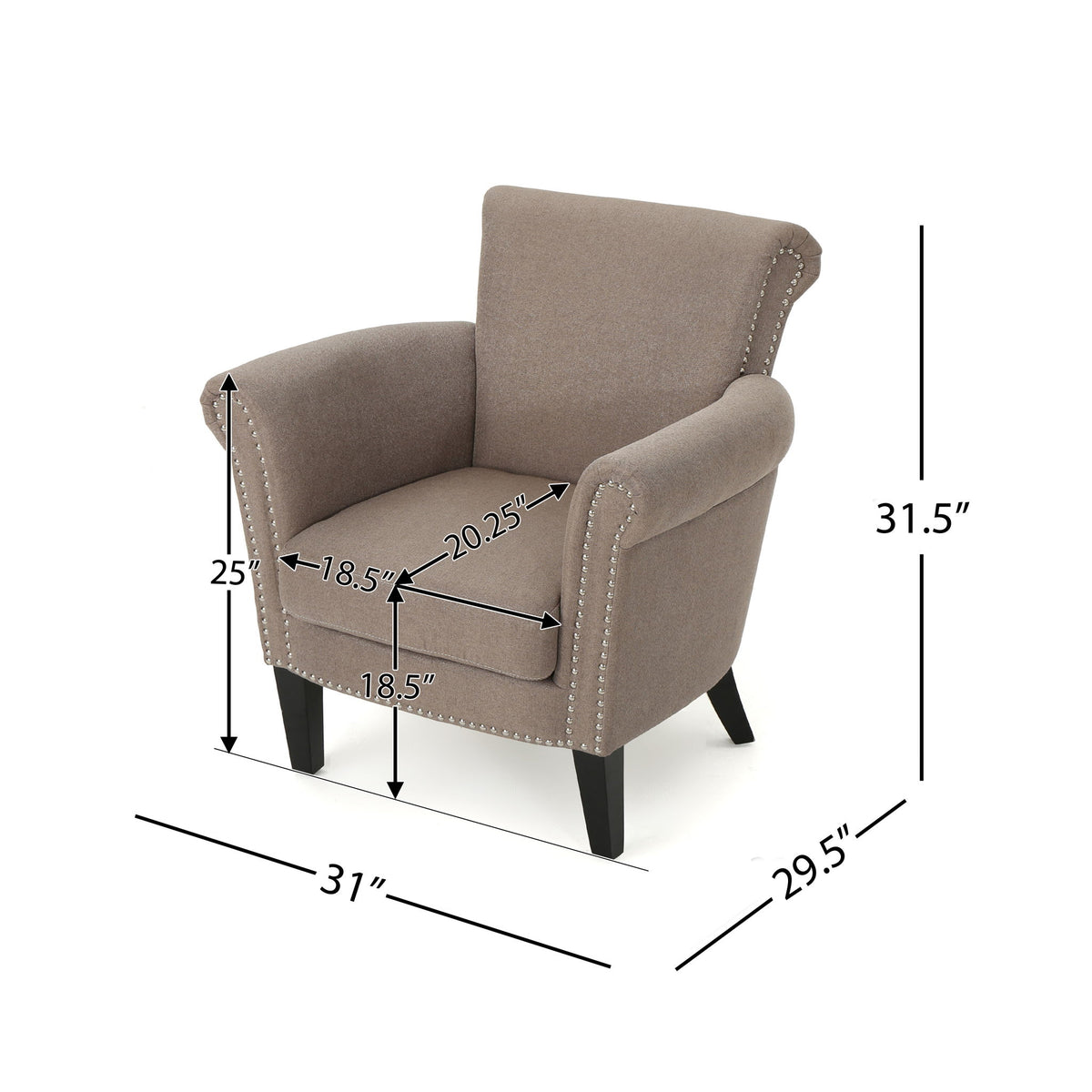 Elegant Club Chair With Nailhead Trim And Birch Wood Legs