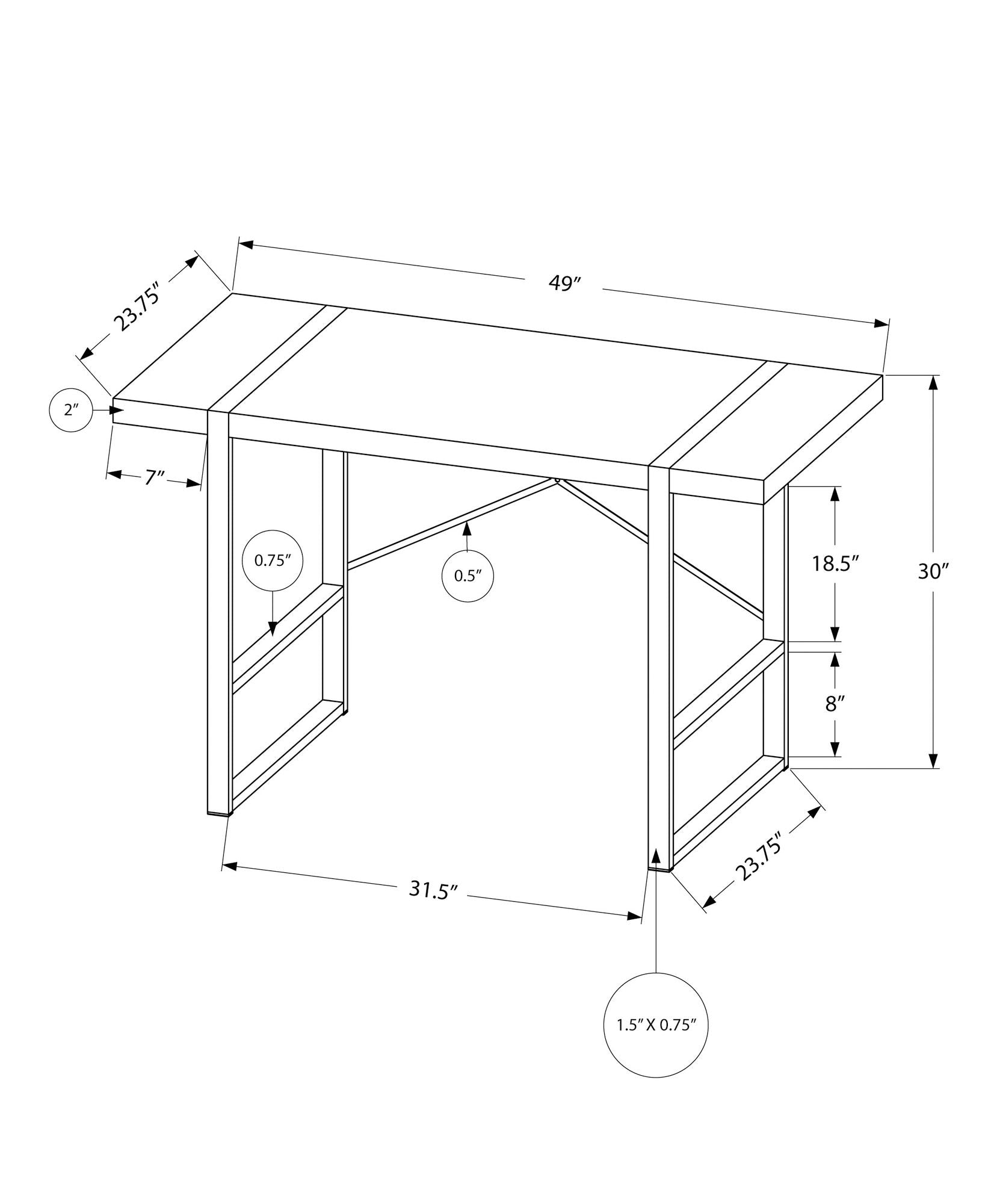 Computer Desk For Home Office, Laptop, Versatile Placement - Espresso