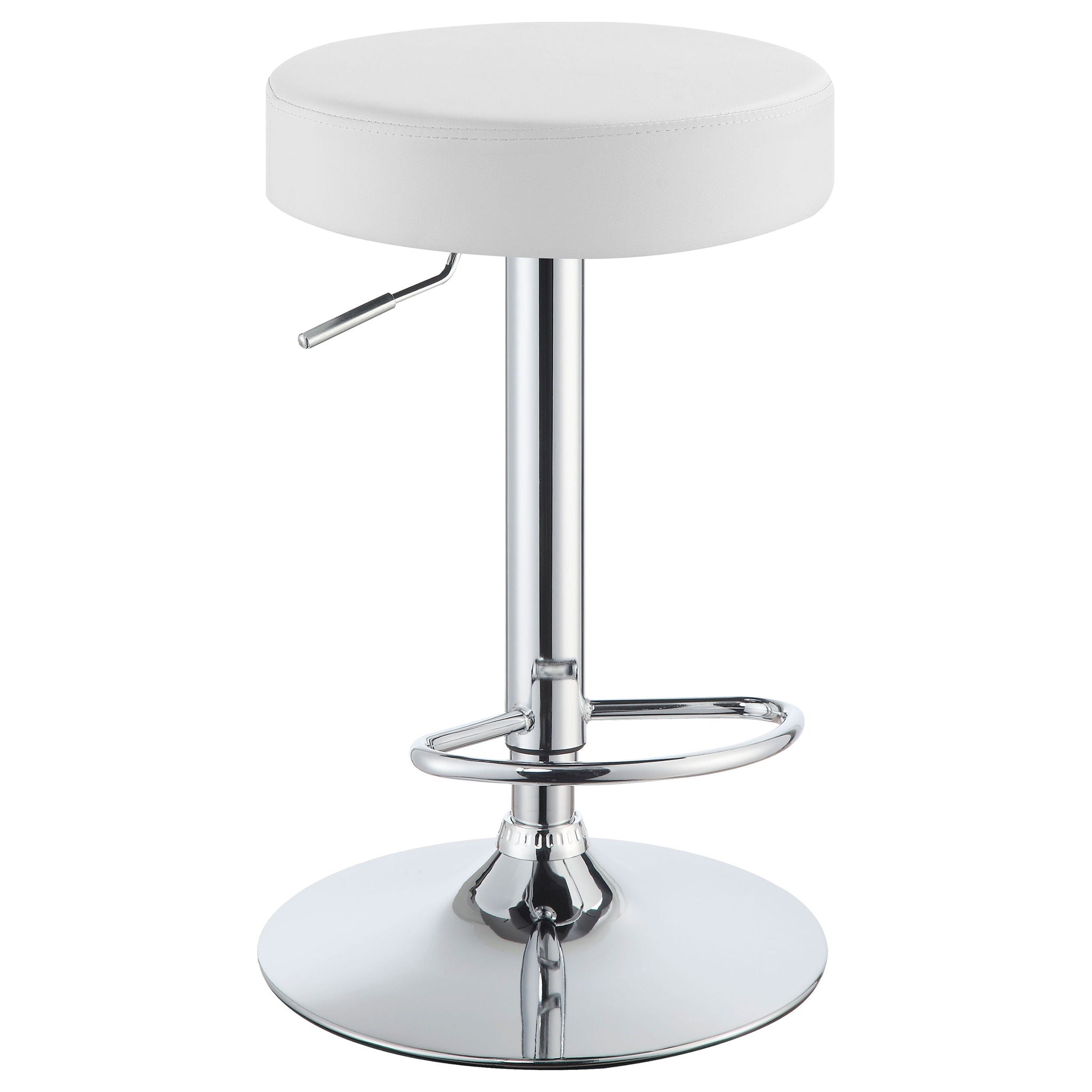 Ramses - Adjustable Backless Bar Stool With Adjustable Height Base - White