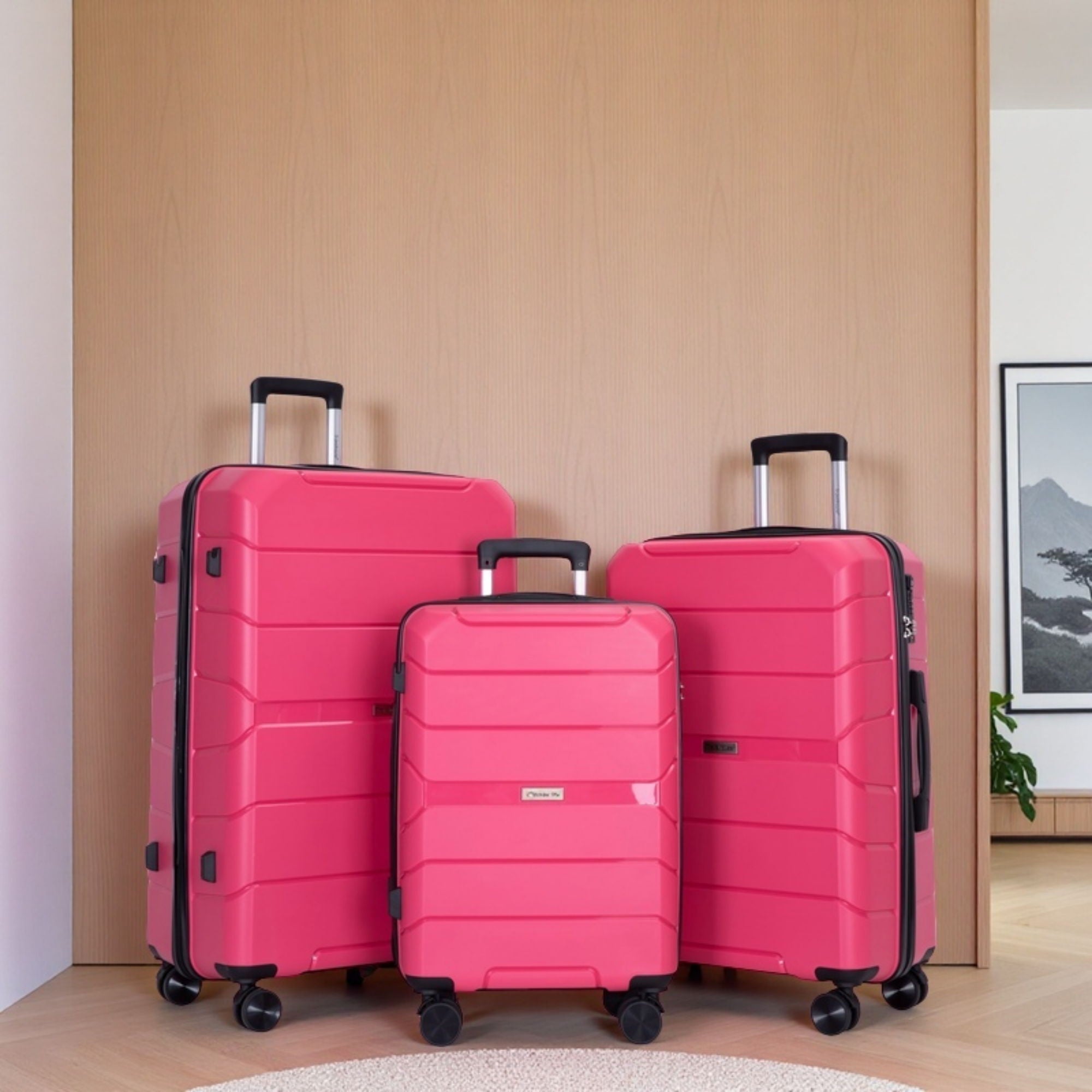 Hardshell Suitcase Spinner Wheels Lightweight Durable Suitcase With Tsa Lock, 3 Piece Set