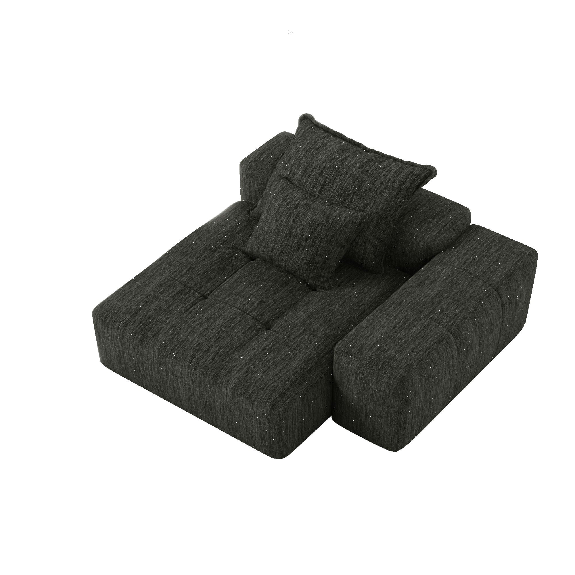 Modern Oversized Modular Sectional Sofa, Sparkling Chenille Fabric Soft Cushion Sofa With 2 Pillows
